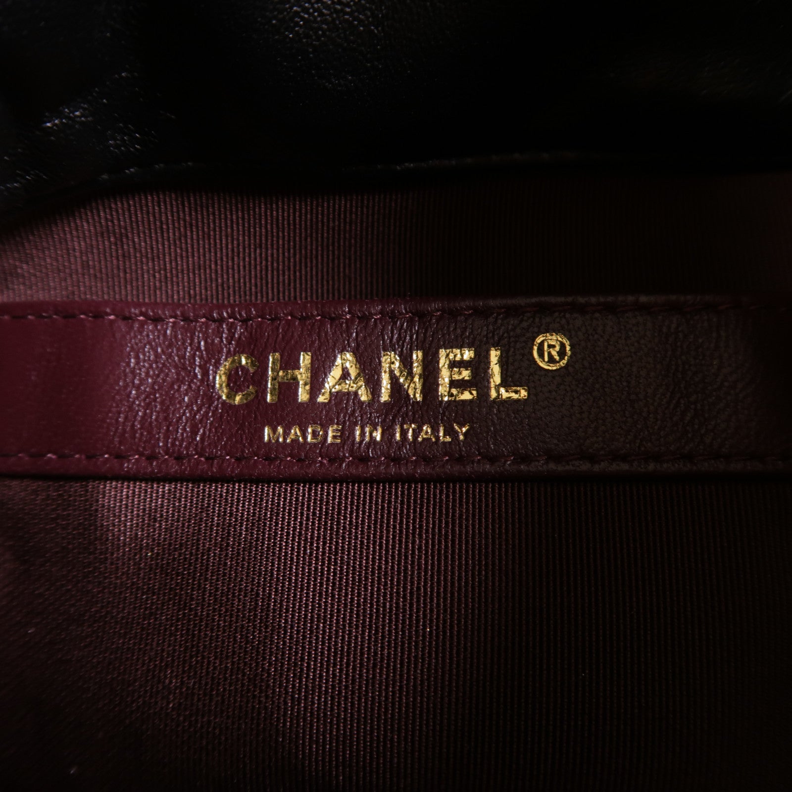 CHANEL 羊皮皮革Drawstring Bag金扣鏈帶肩背袋