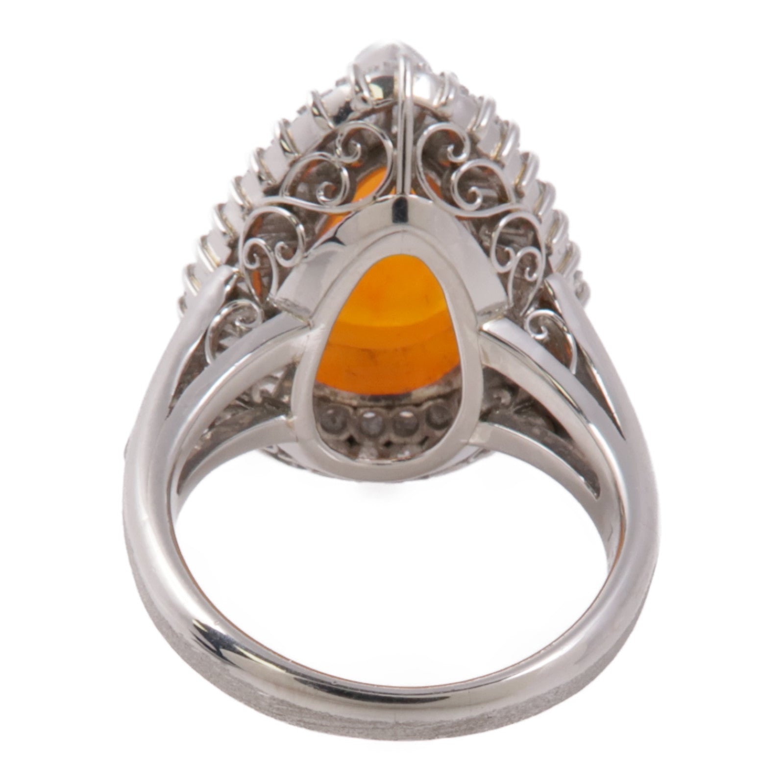 JEWELRY 【激減優惠】PT900鉑金Fire Opal/Diamond Ring 蛋白石/鑽石戒指US#5.25