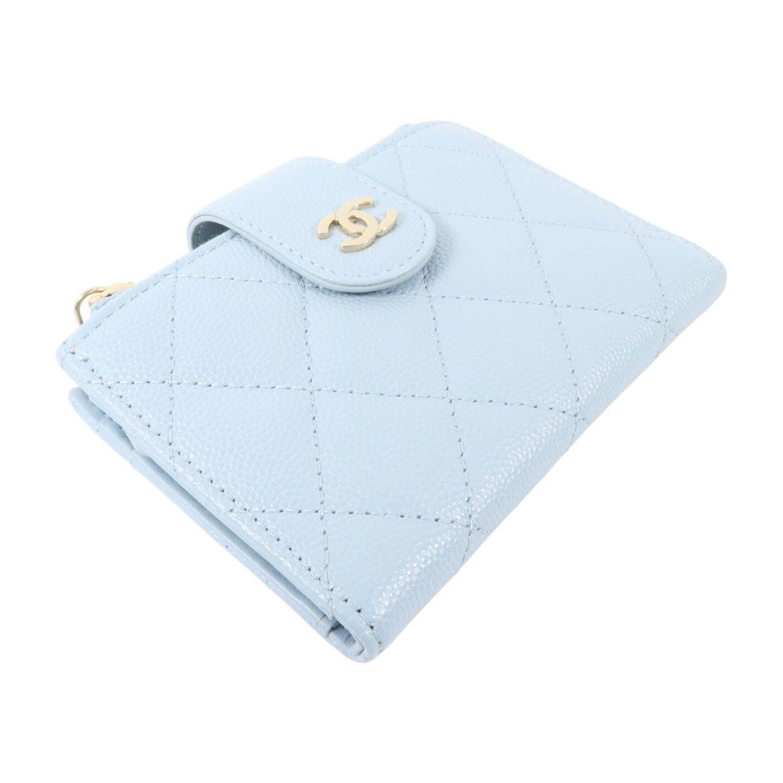 CHANEL 牛皮皮革Classic Small Zipped Wallet金扣錢包
