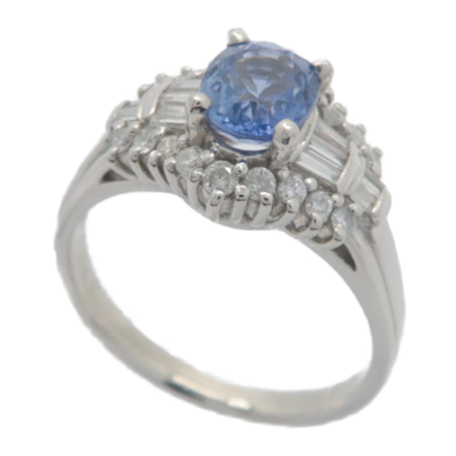 JEWELRY 【激減優惠】PT900鉑金Sapphire Diamond Ring 藍寶石/0.47ct鑽石戒指US#6.75