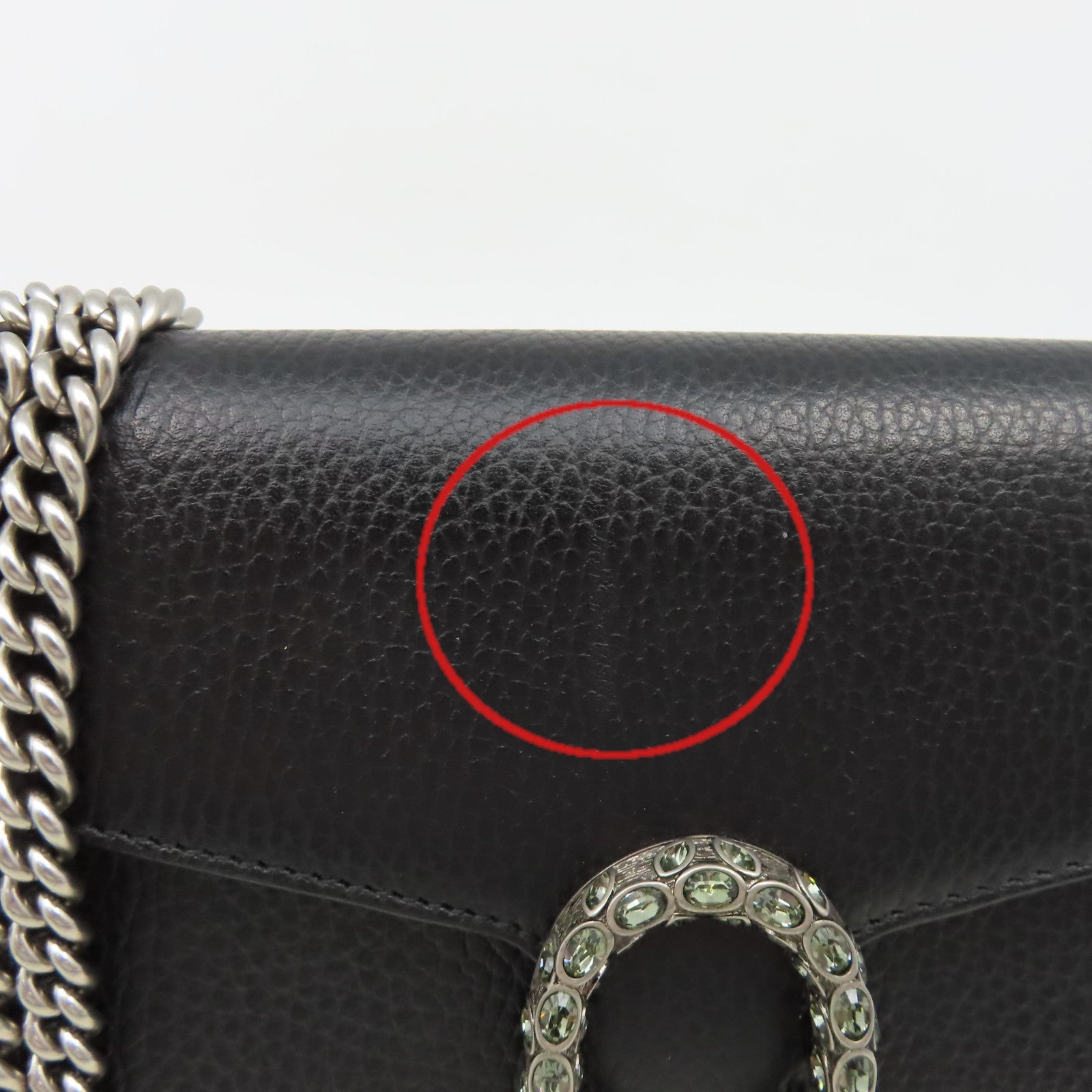 GUCCI 牛皮皮革Dionysus GG Supreme Chain Shoulder Bag銀扣鏈帶肩背袋黑色