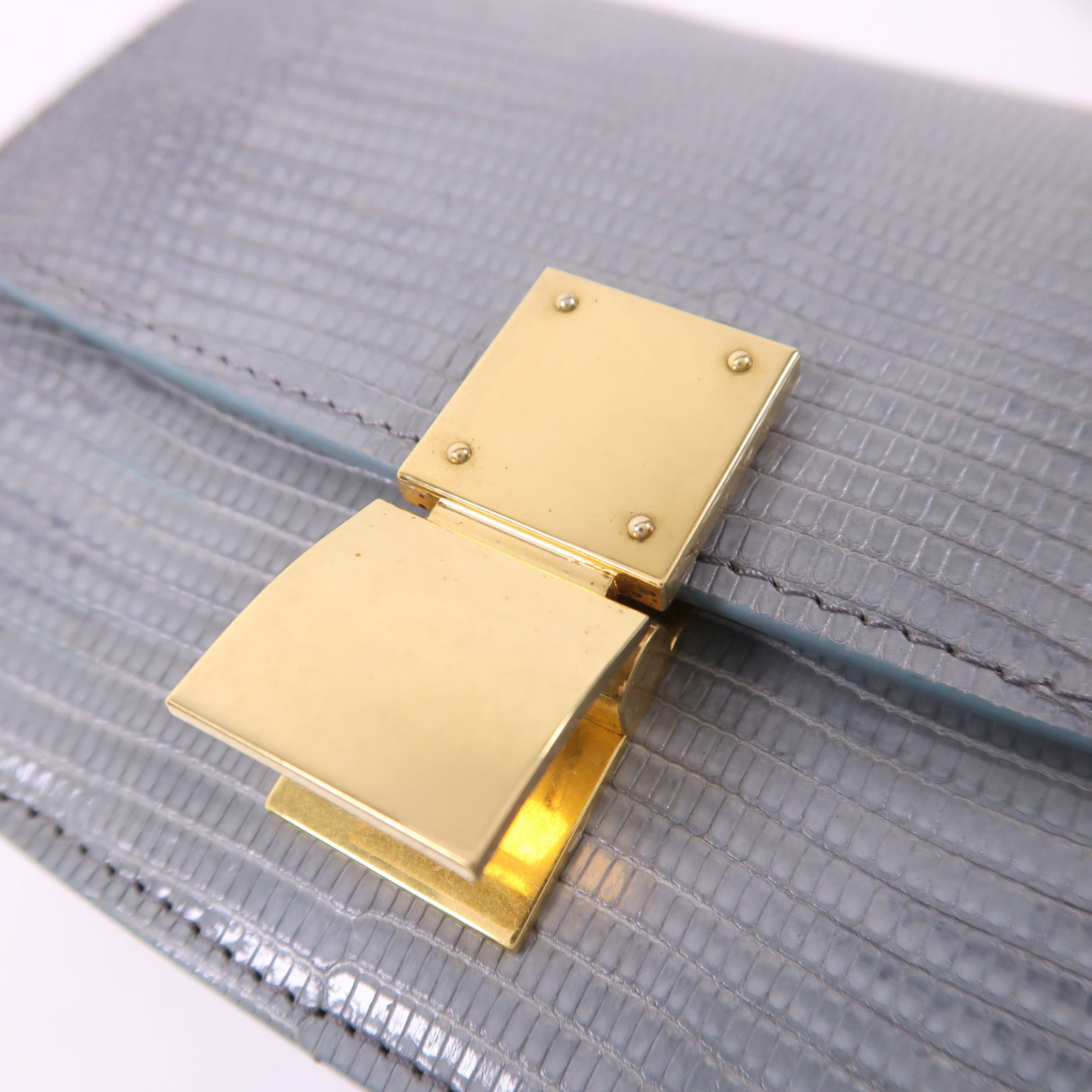 CELINE 蜥蝪皮革Teen Classic Box金扣肩背袋