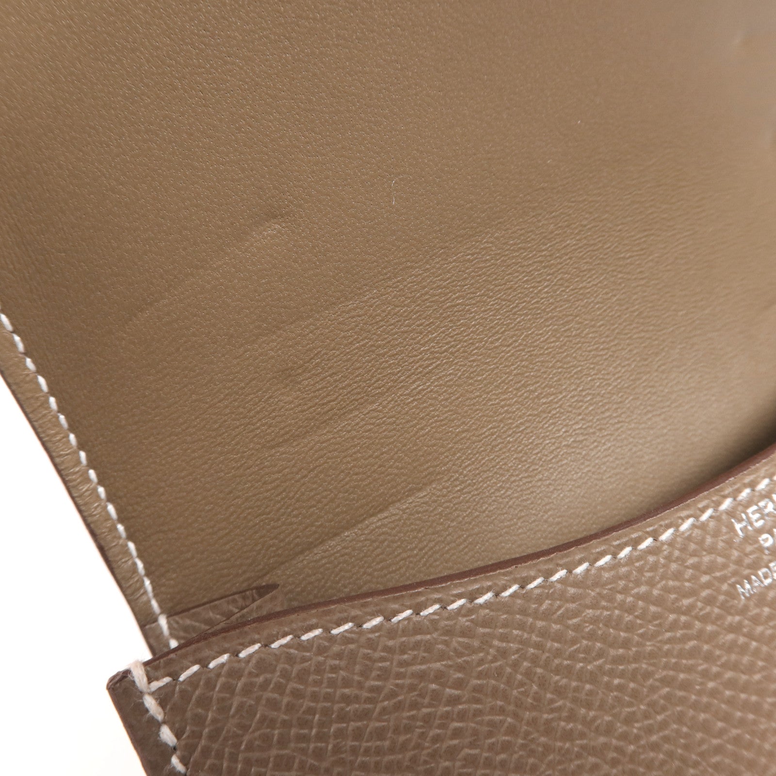 HERMES Evercolor皮革Constance Slim銀扣錢包Etoupe