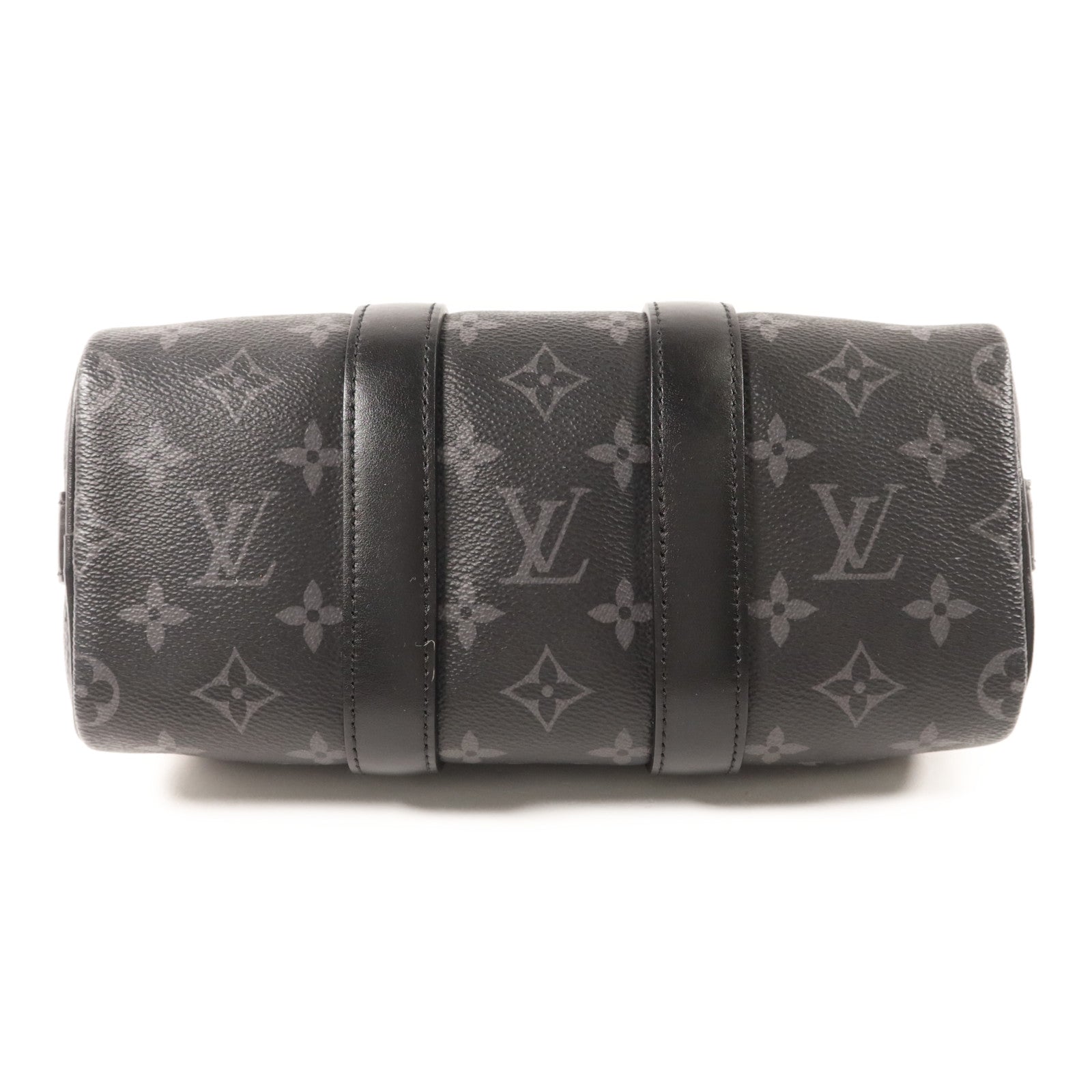 LOUIS VUITTON Monogram Eclipse Keepall Bandouliere 25銀扣手挽肩背兩用袋