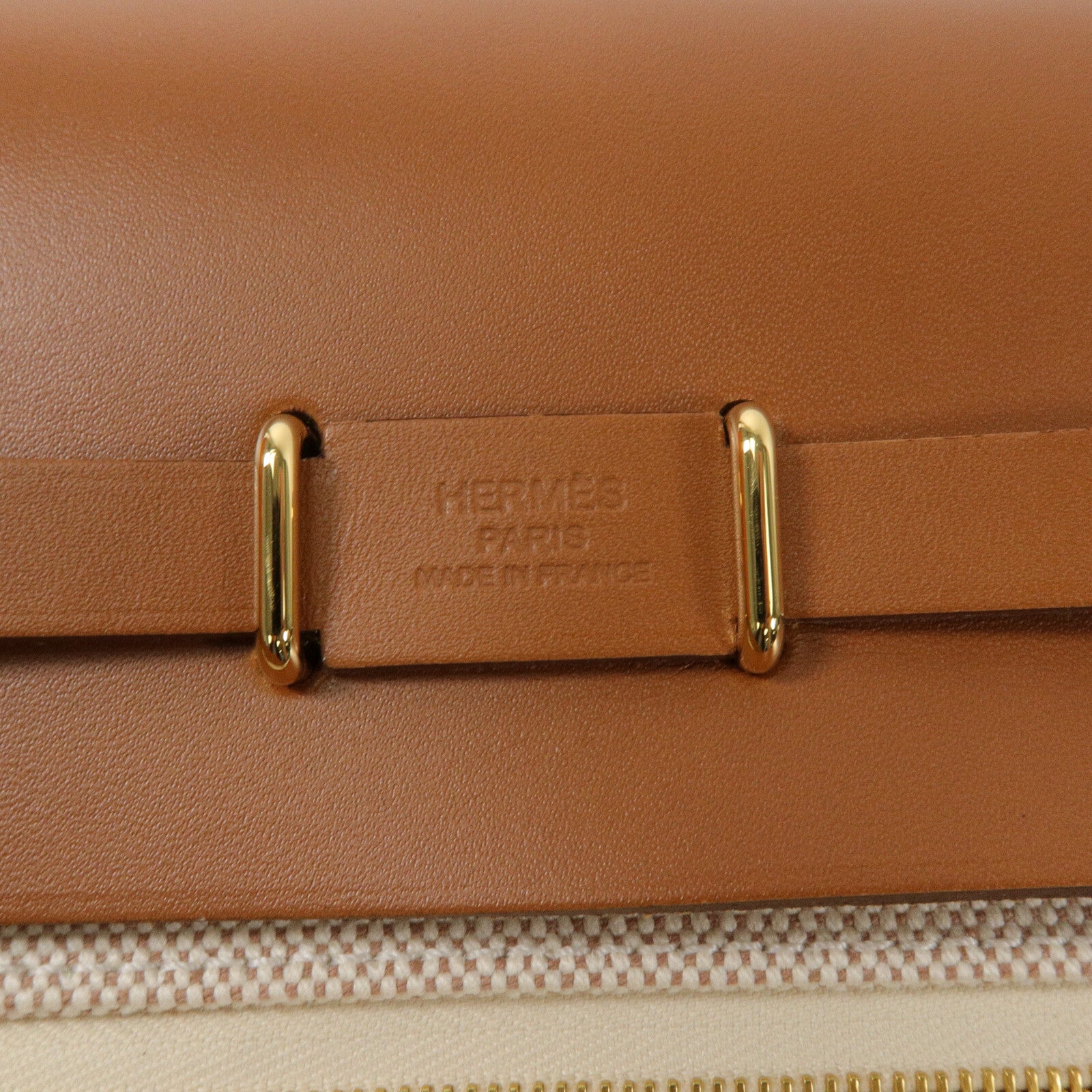 HERMES 帆布Mini Herbag肩背袋Gold