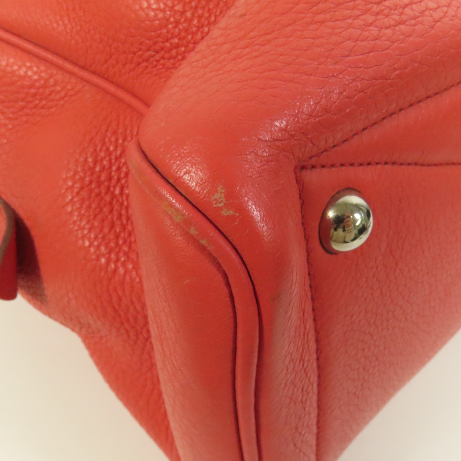 HERMES Clemence皮革Victoria 35銀扣手挽袋Rouge Pivoine