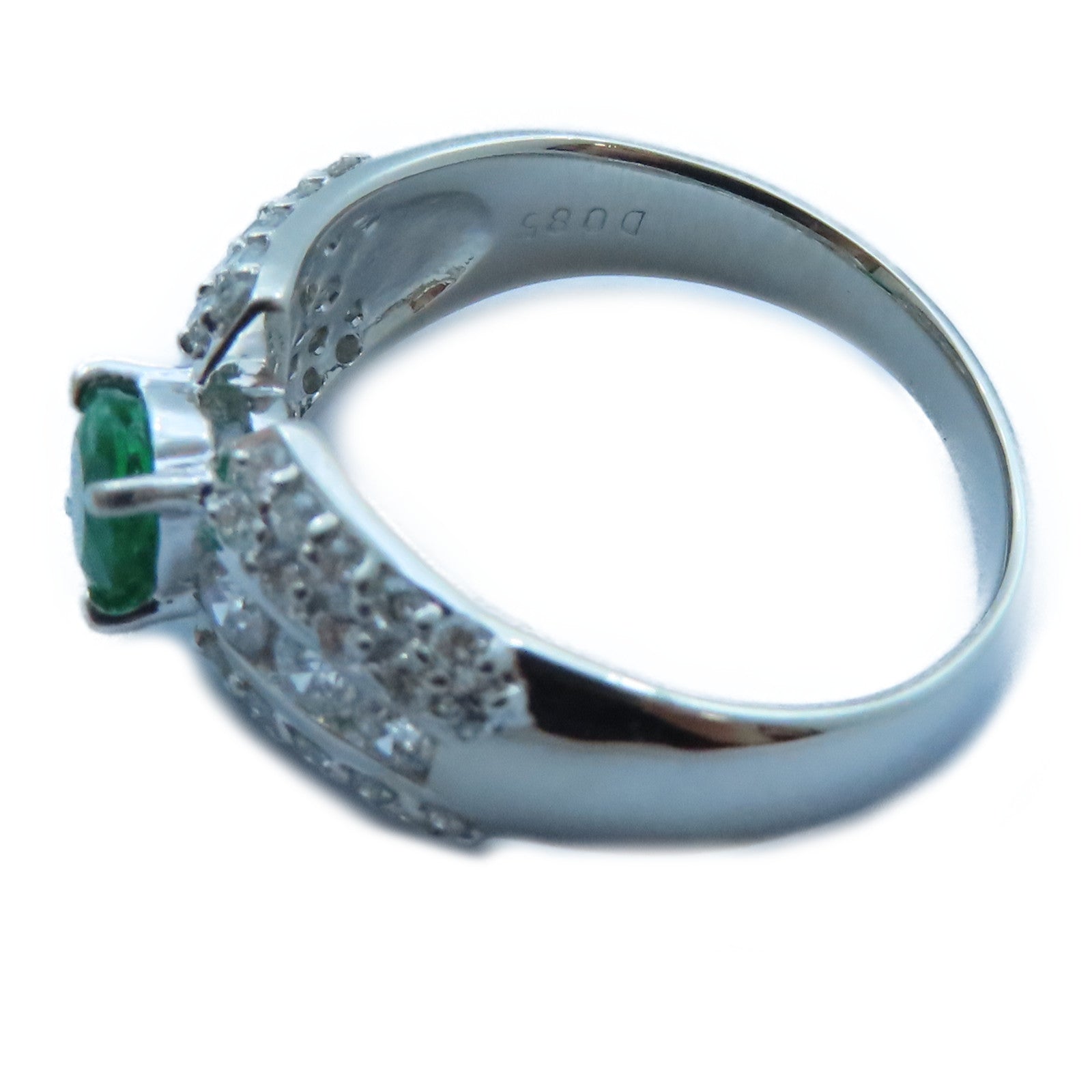 JEWELRY 【激減優惠】PT900白金Emerald/Diamond Ring 0.56ct綠寶石/0.85ct鑽石戒指US#8.25