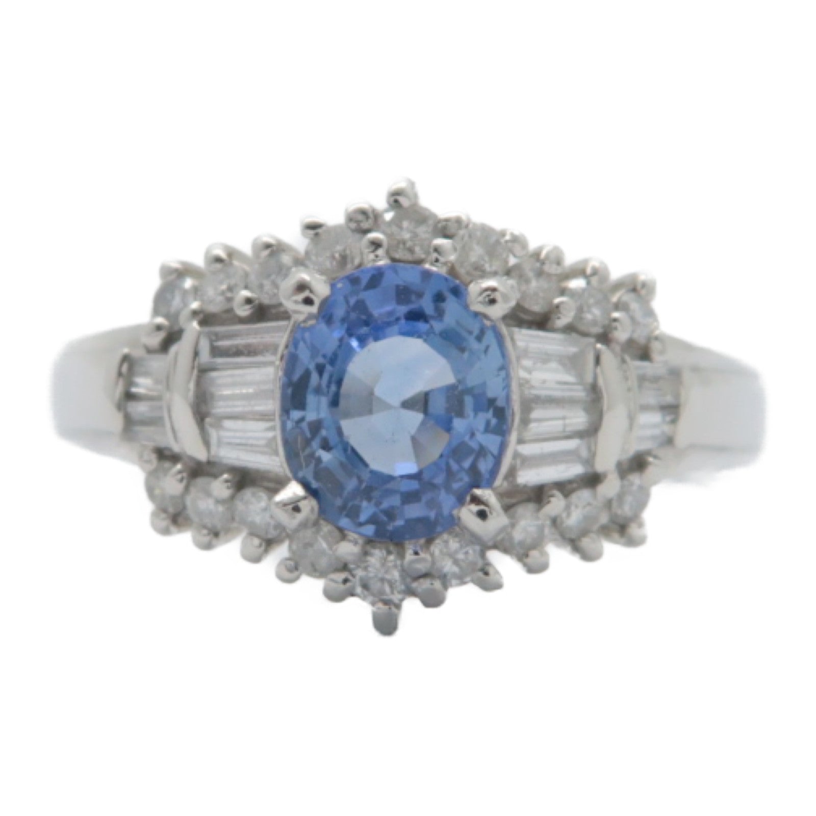 JEWELRY 【激減優惠】PT900鉑金Sapphire Diamond Ring 藍寶石/0.47ct鑽石戒指US#6.75