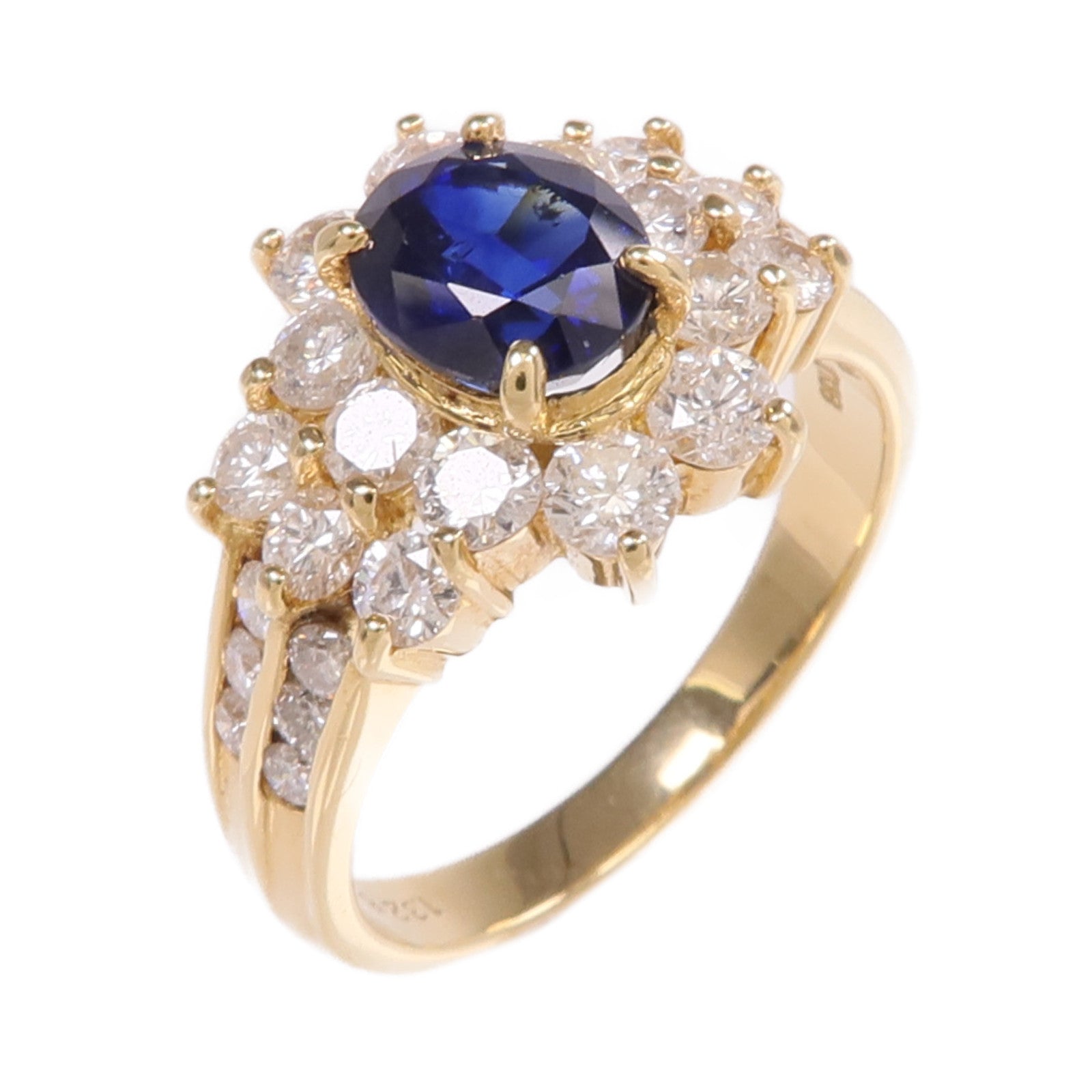 JEWELRY 【激減優惠】18K黃金Sapphire Diamond Ring藍寶石/鑽石戒指US#6
