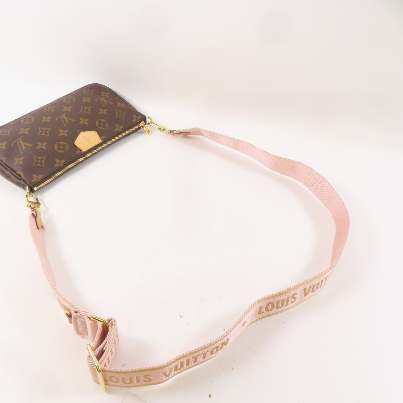 LOUIS VUITTON Monogram Multi Pochette Accessoires金扣手挽肩背兩用袋啡色