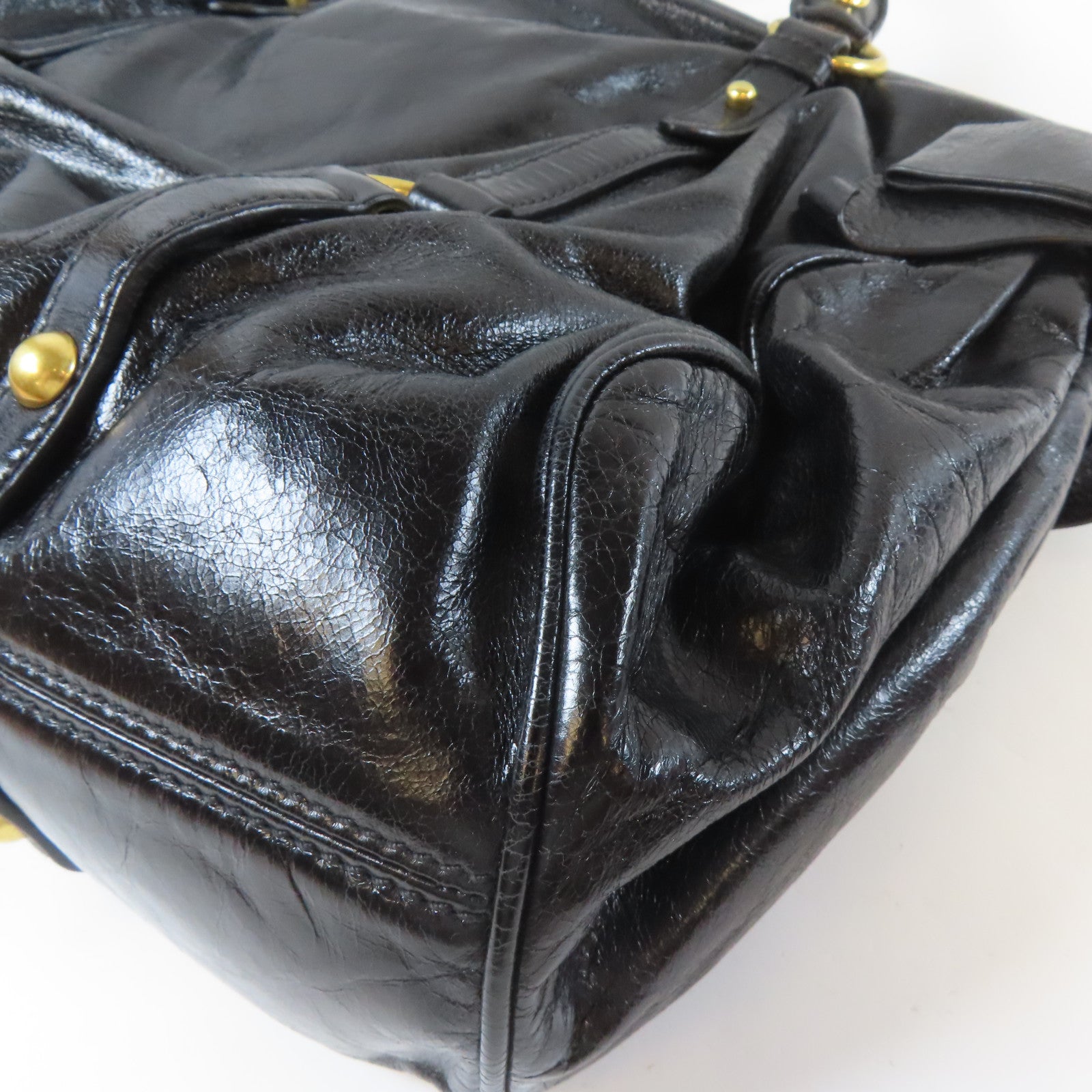 Miu Miu 皮革Shoulder Bag金扣手挽肩背兩用袋黑色