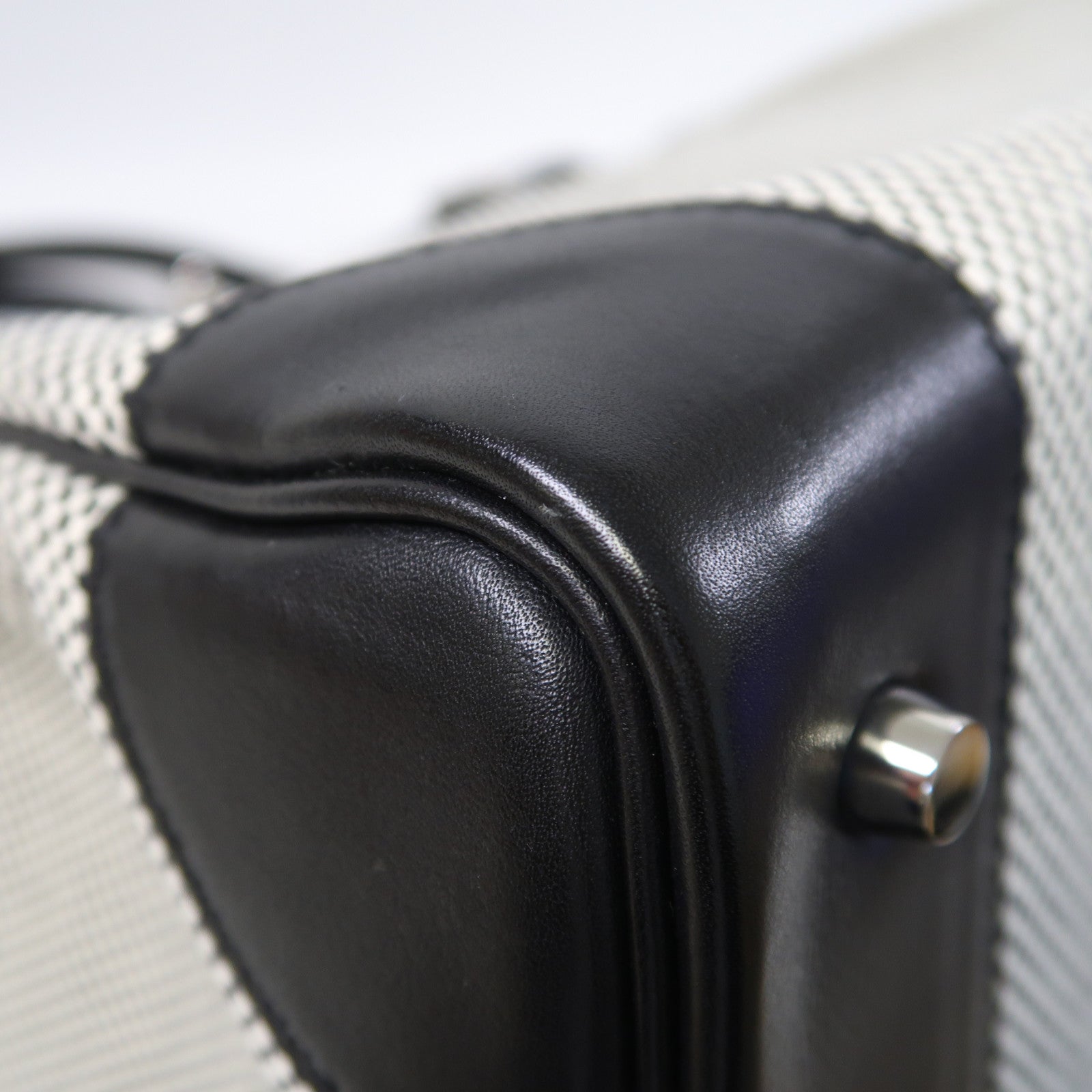 HERMES Toile H帆布/Evercolor皮革Birkin 40 HAC銀扣手挽袋黑色
