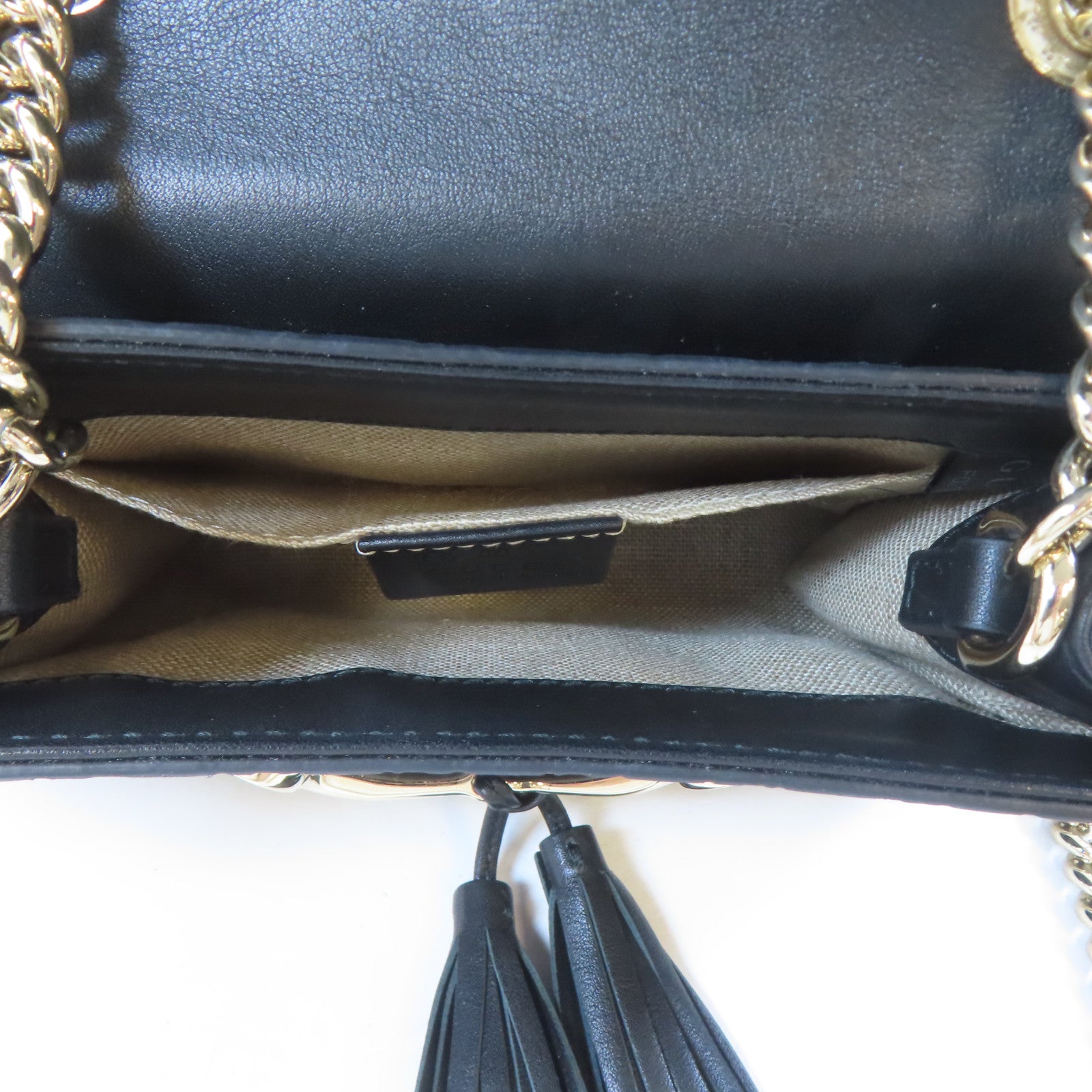 GUCCI 牛皮皮革Guccissima Mini Emily Shoulder金扣鏈帶肩背袋黑色