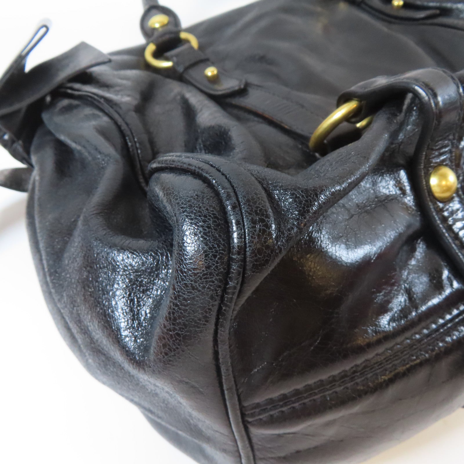 Miu Miu 皮革Shoulder Bag金扣手挽肩背兩用袋黑色