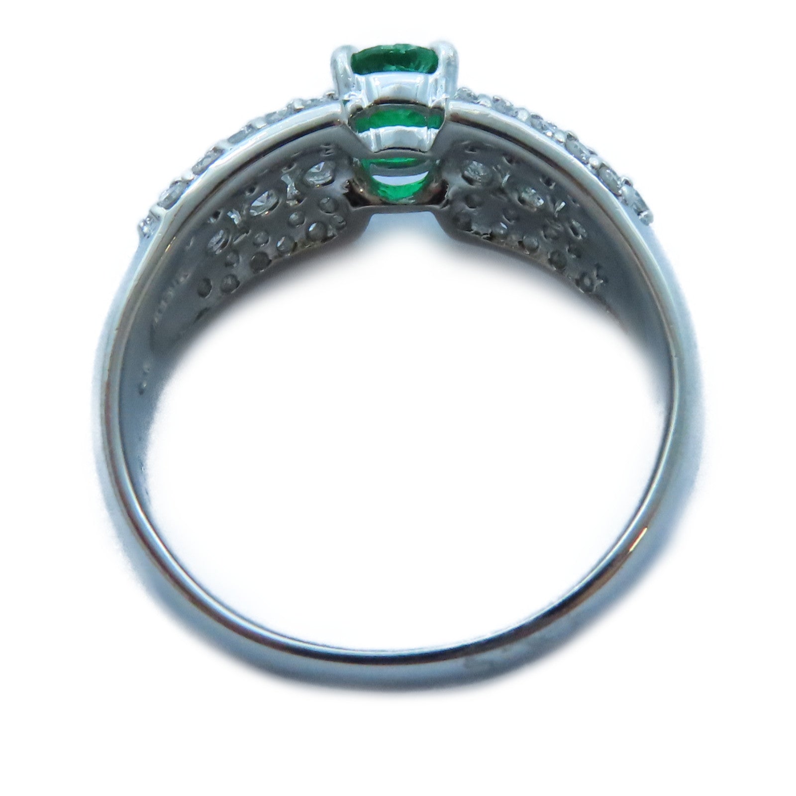 JEWELRY 【激減優惠】PT900白金Emerald/Diamond Ring 0.56ct綠寶石/0.85ct鑽石戒指US#8.25
