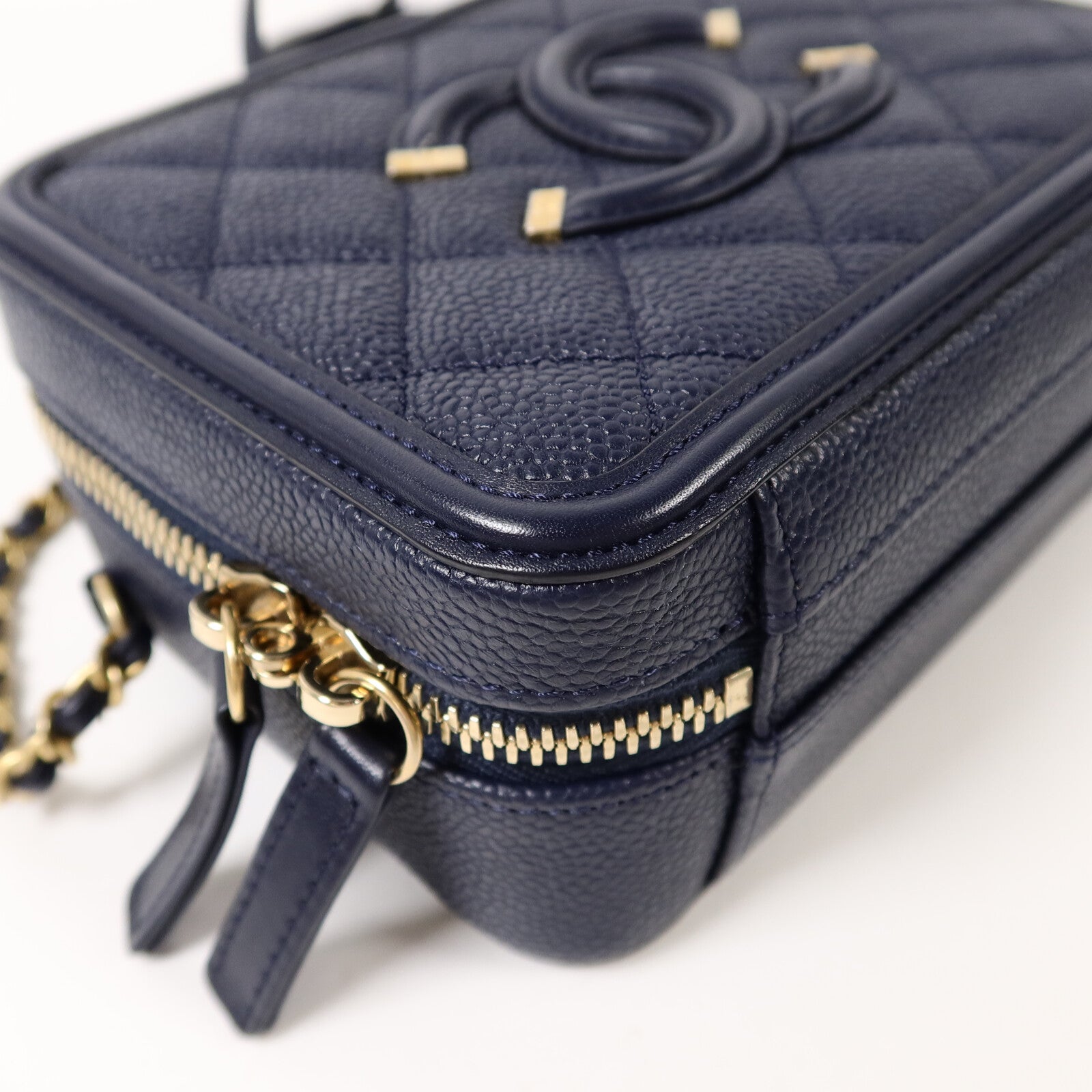 CHANEL 牛皮皮革CC Filigree Vanity Case手挽肩背兩用袋