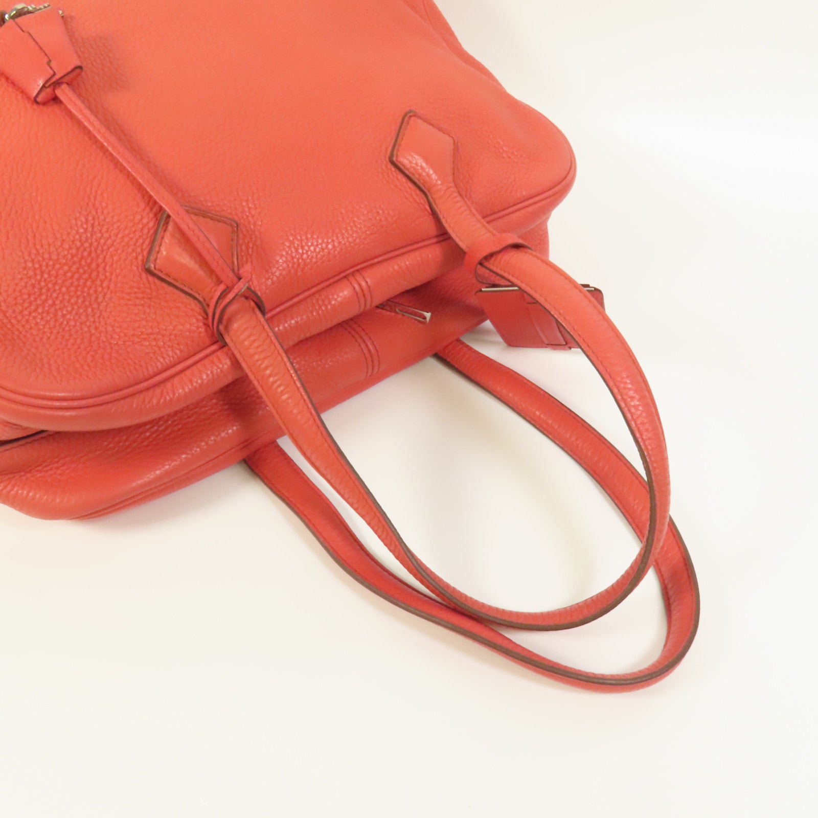 HERMES Clemence皮革Victoria 35銀扣手挽袋Rouge Pivoine