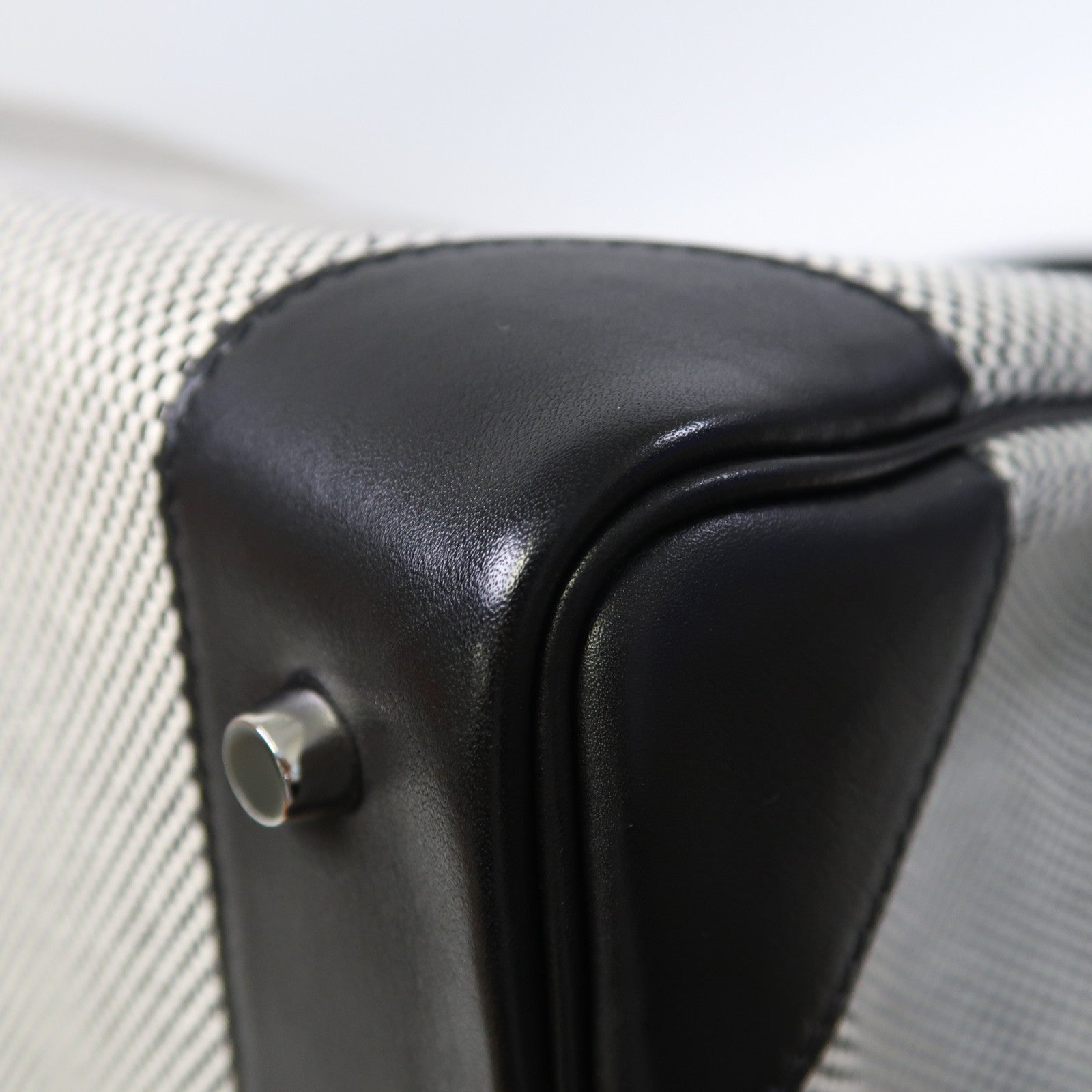 HERMES Toile H帆布/Evercolor皮革Birkin 40 HAC銀扣手挽袋黑色