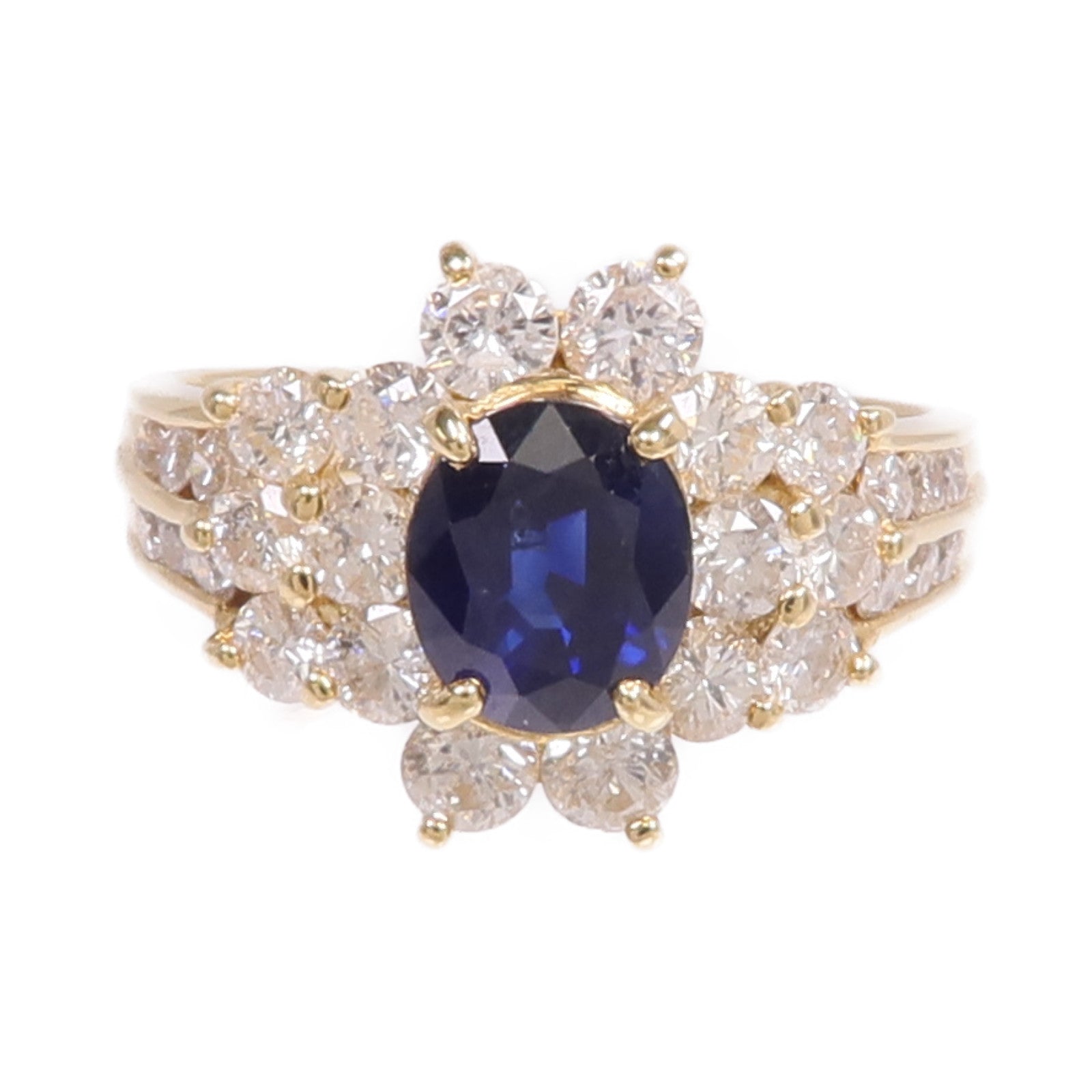 JEWELRY 【激減優惠】18K黃金Sapphire Diamond Ring藍寶石/鑽石戒指US#6