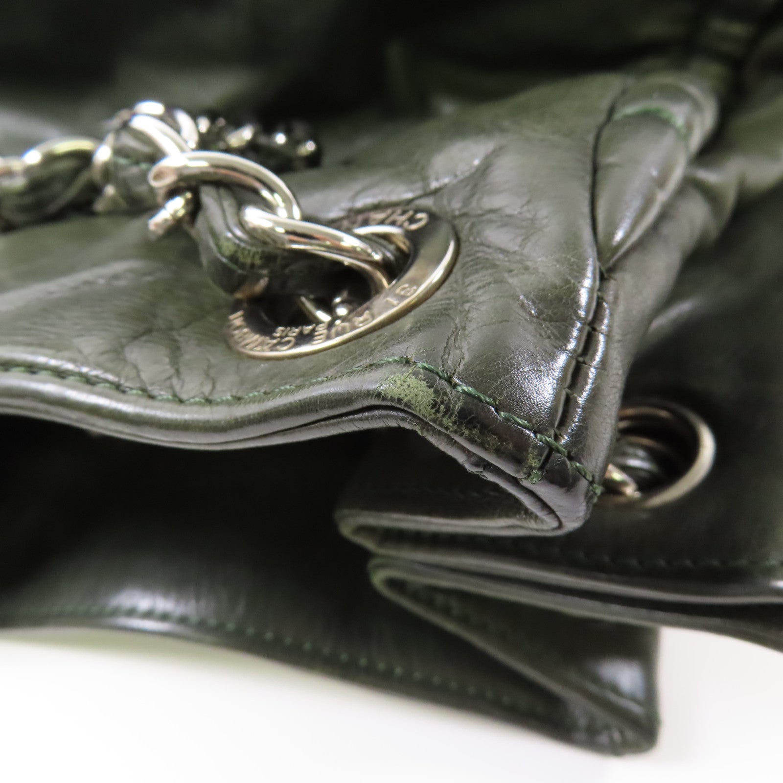 CHANEL CC SHW Tote Bag Chain Tote Bag Calfskin Leather Green