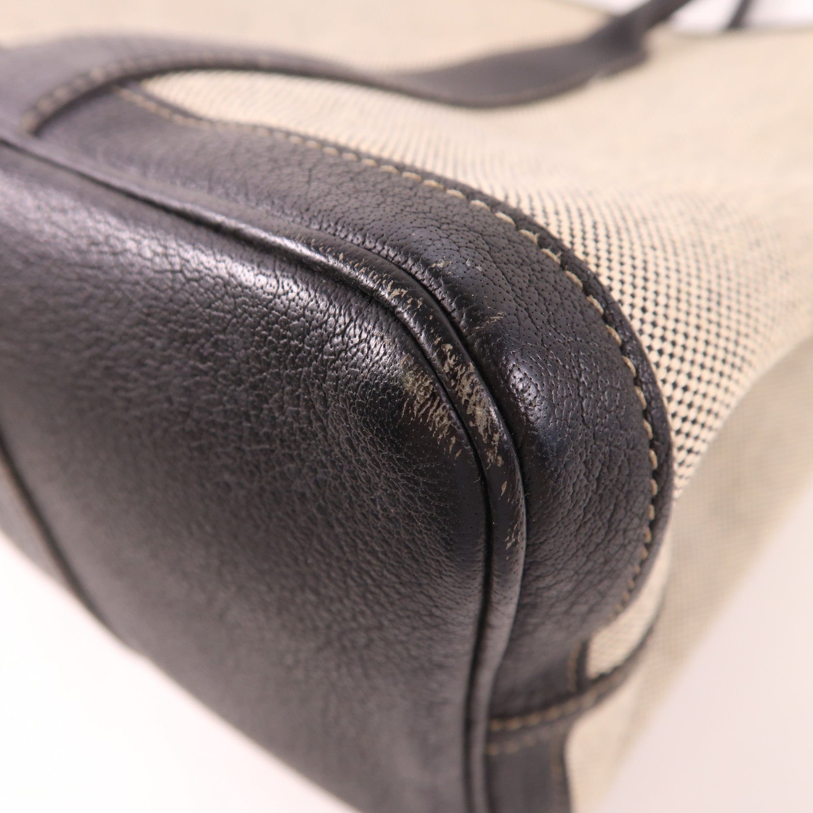 HERMES 帆布GardenParty PM銀扣肩背袋Black/White