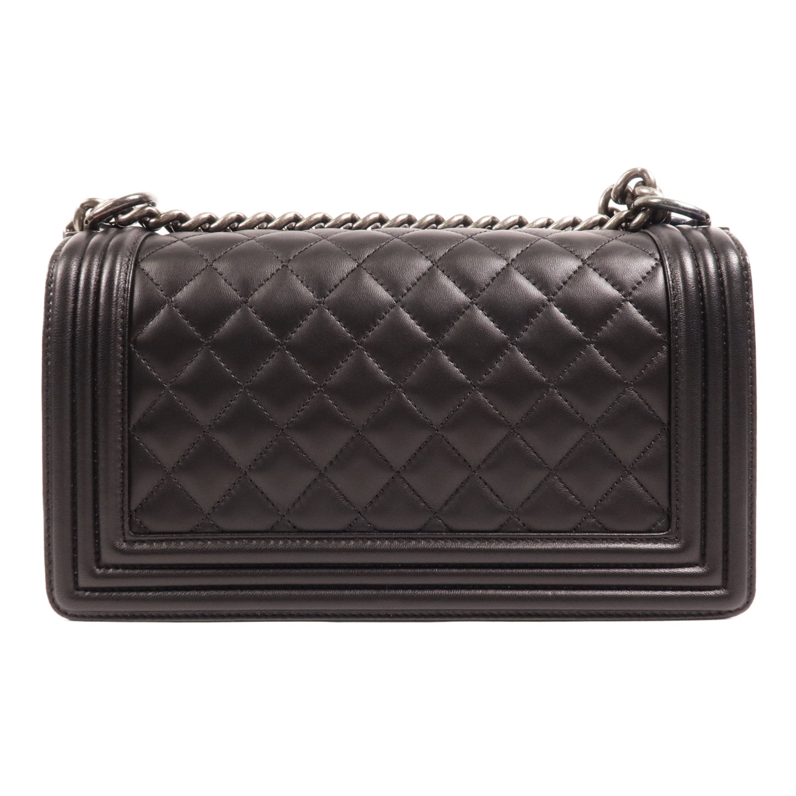 CHANEL 羊皮皮革Boy 25銀扣肩背袋