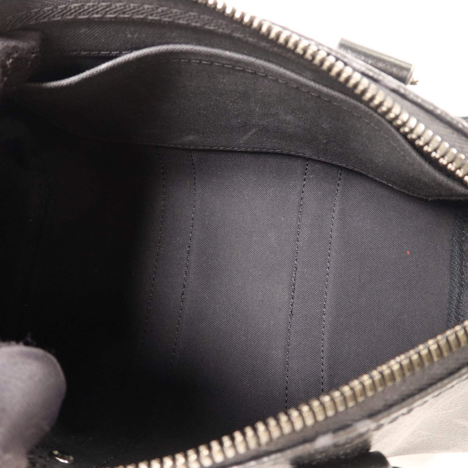 LOUIS VUITTON Monogram Eclipse Keepall Bandouliere 25銀扣手挽肩背兩用袋