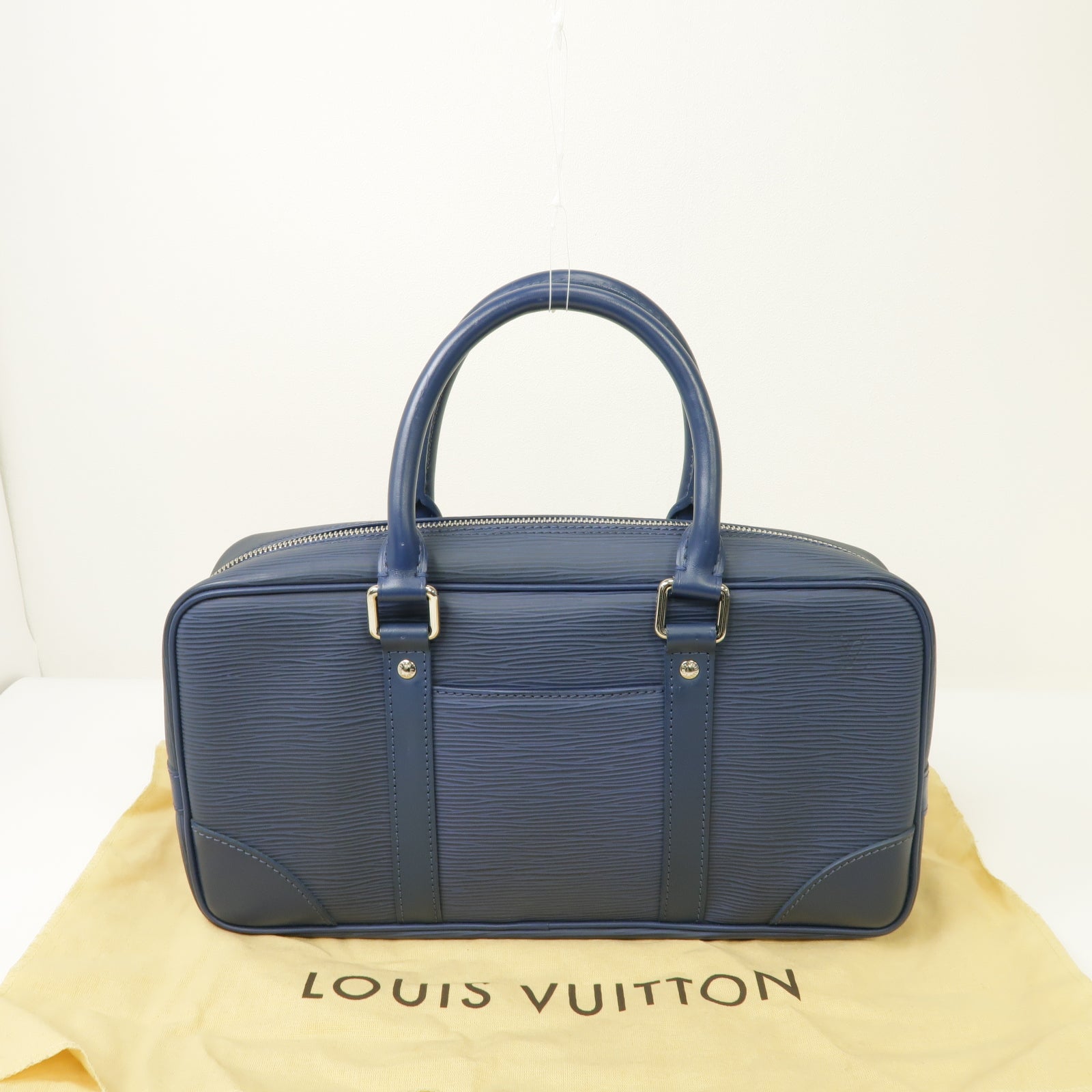 LOUIS VUITTON Epi Vivienne Long MM銀扣手挽袋藍色