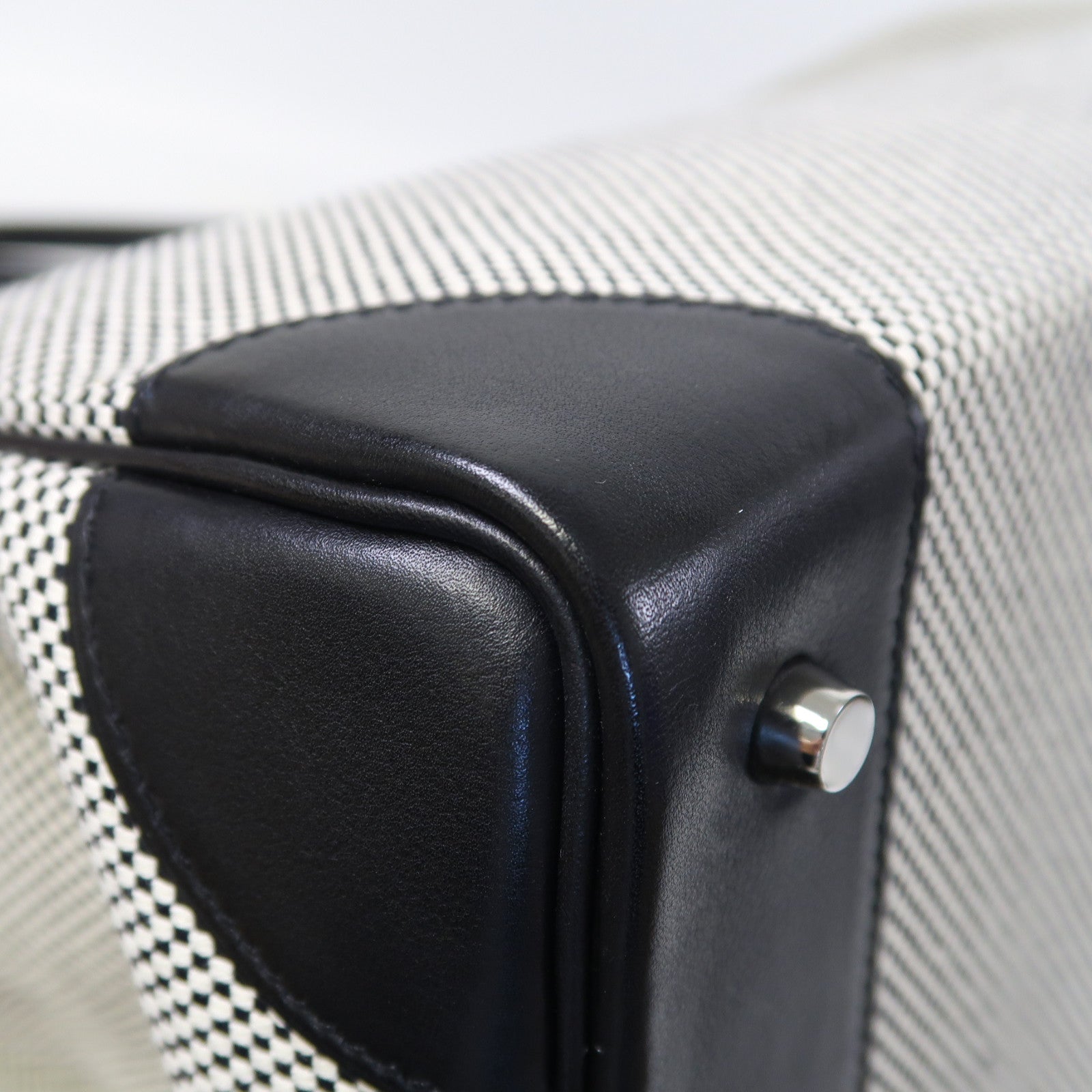 HERMES Toile H帆布/Evercolor皮革Birkin 40 HAC銀扣手挽袋黑色