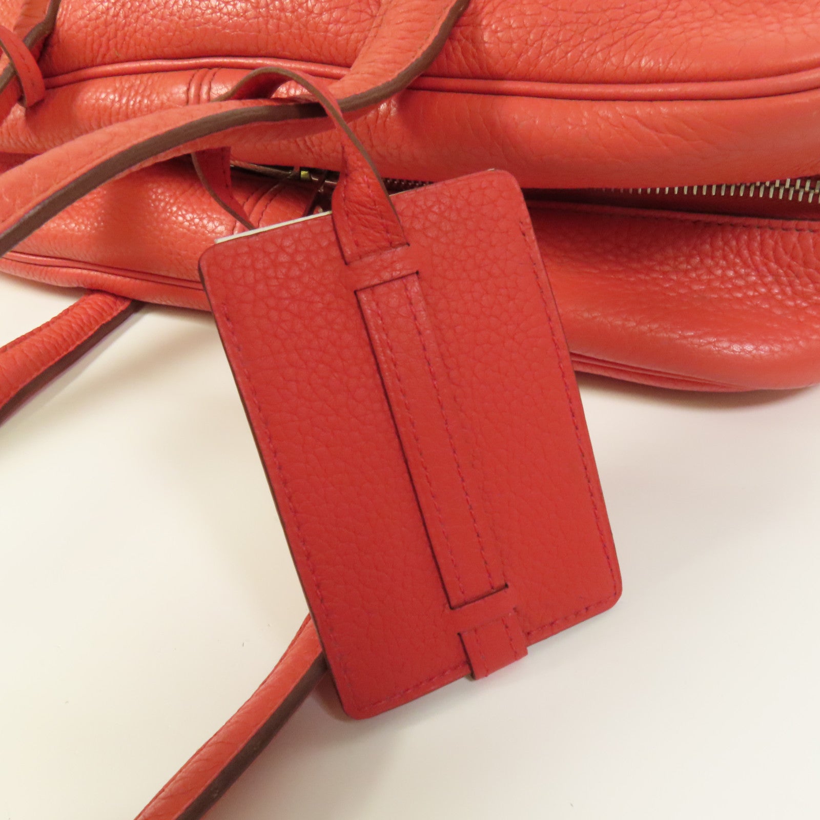 HERMES Clemence皮革Victoria 35銀扣手挽袋Rouge Pivoine