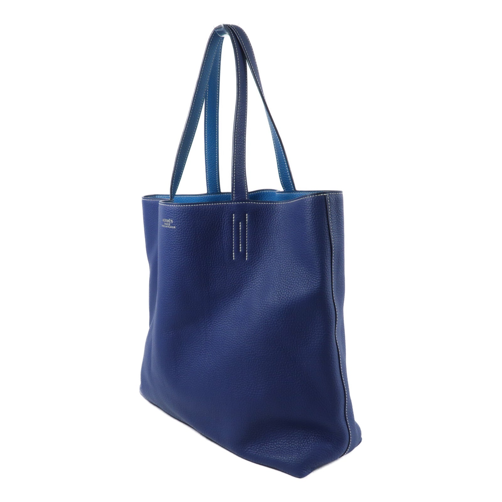 HERMES Clemence皮革Double Sens肩背袋Bleu Nuit/Bleu Izmir