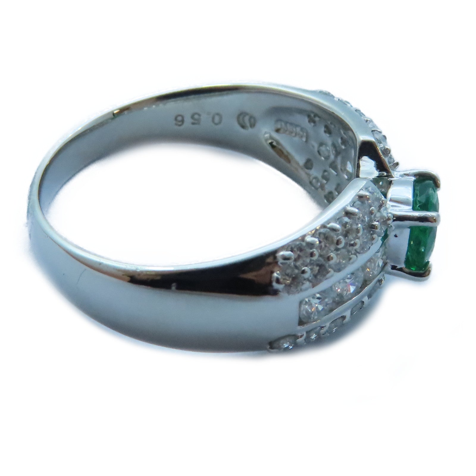 JEWELRY 【激減優惠】PT900白金Emerald/Diamond Ring 0.56ct綠寶石/0.85ct鑽石戒指US#8.25