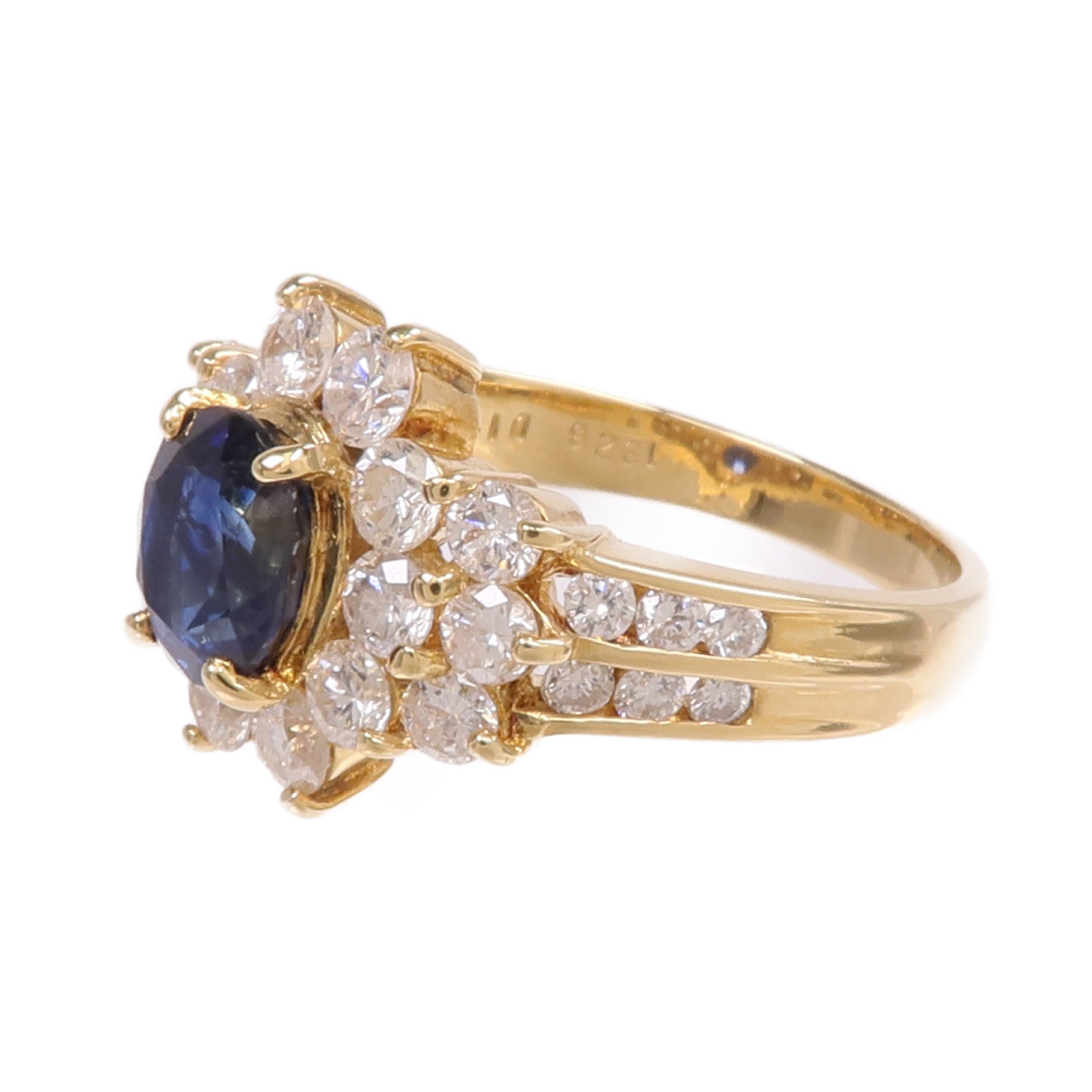 JEWELRY 【激減優惠】18K黃金Sapphire Diamond Ring藍寶石/鑽石戒指US#6