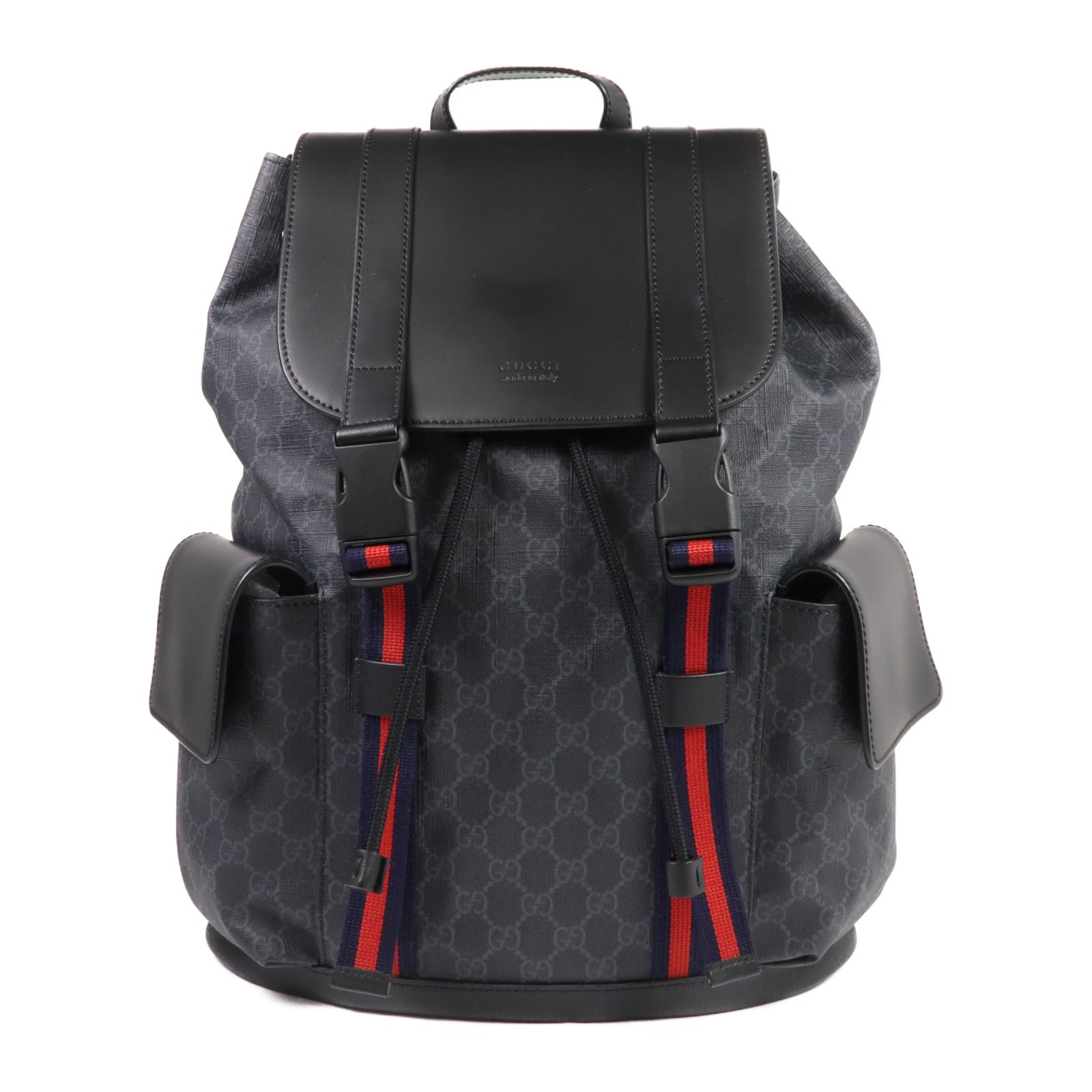 GUCCI 塗層帆布GG Supreme Backpack銀扣背包
