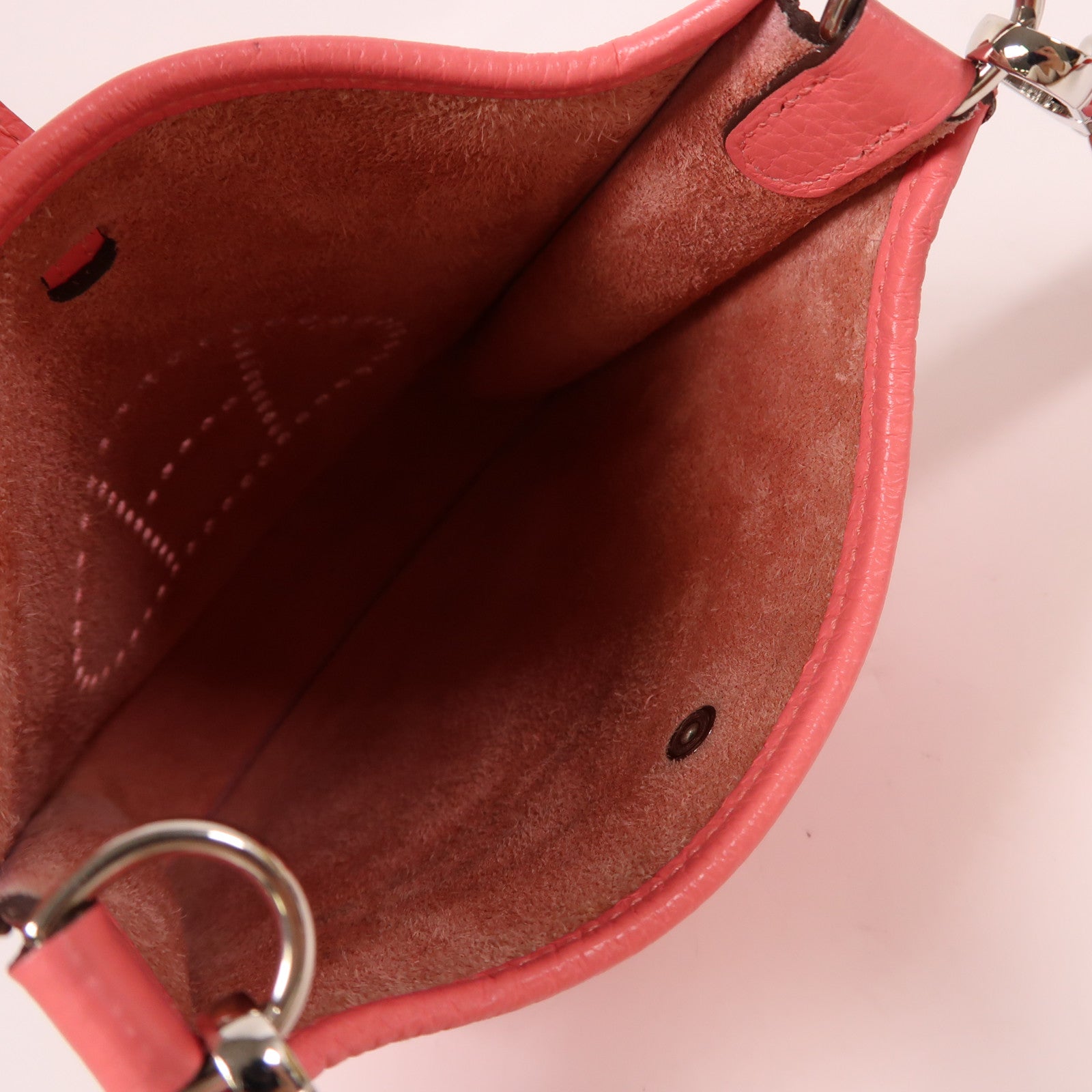 HERMES Clemence皮革Evelyne TPM銀扣肩背袋Rose Azalee