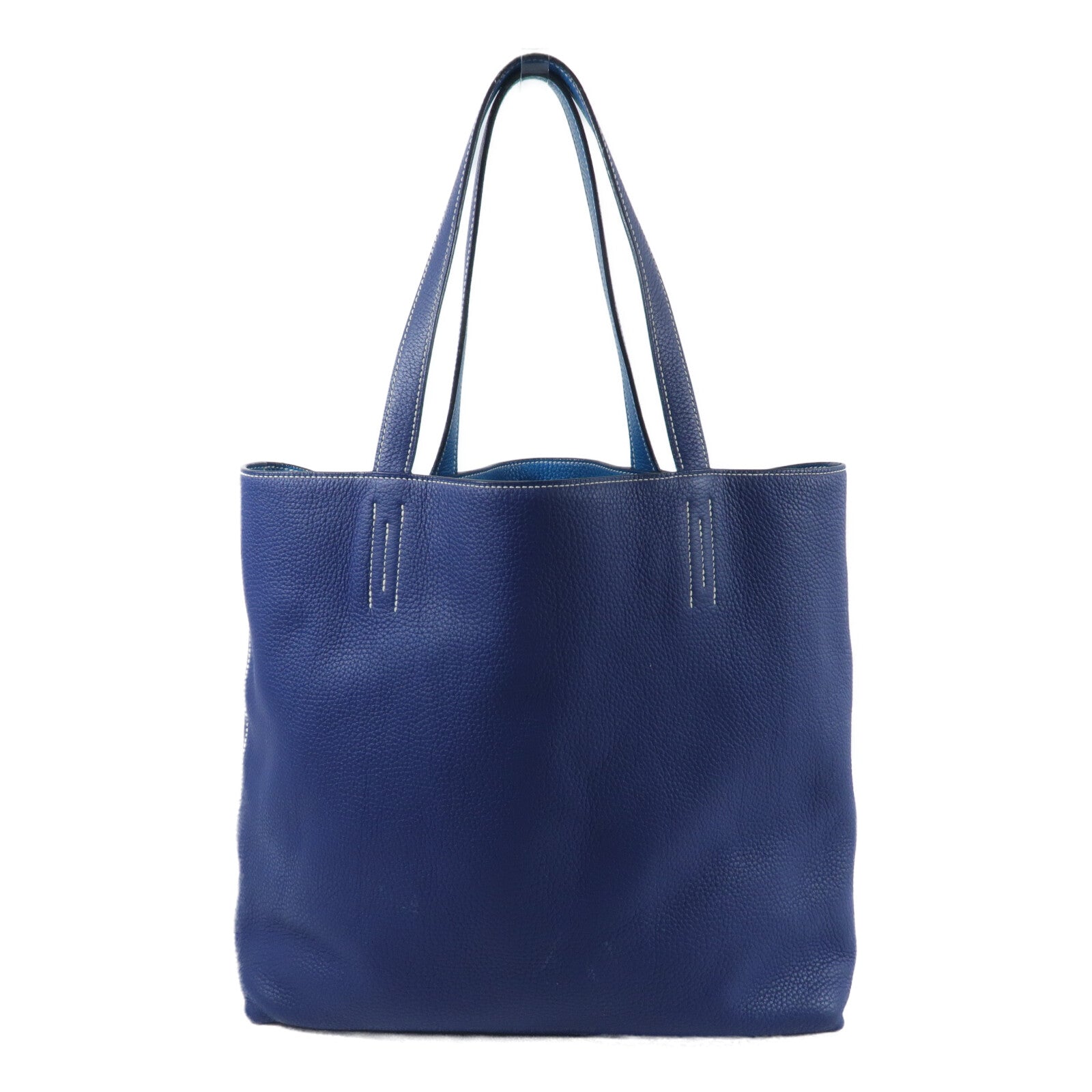 HERMES Clemence皮革Double Sens肩背袋Bleu Nuit/Bleu Izmir
