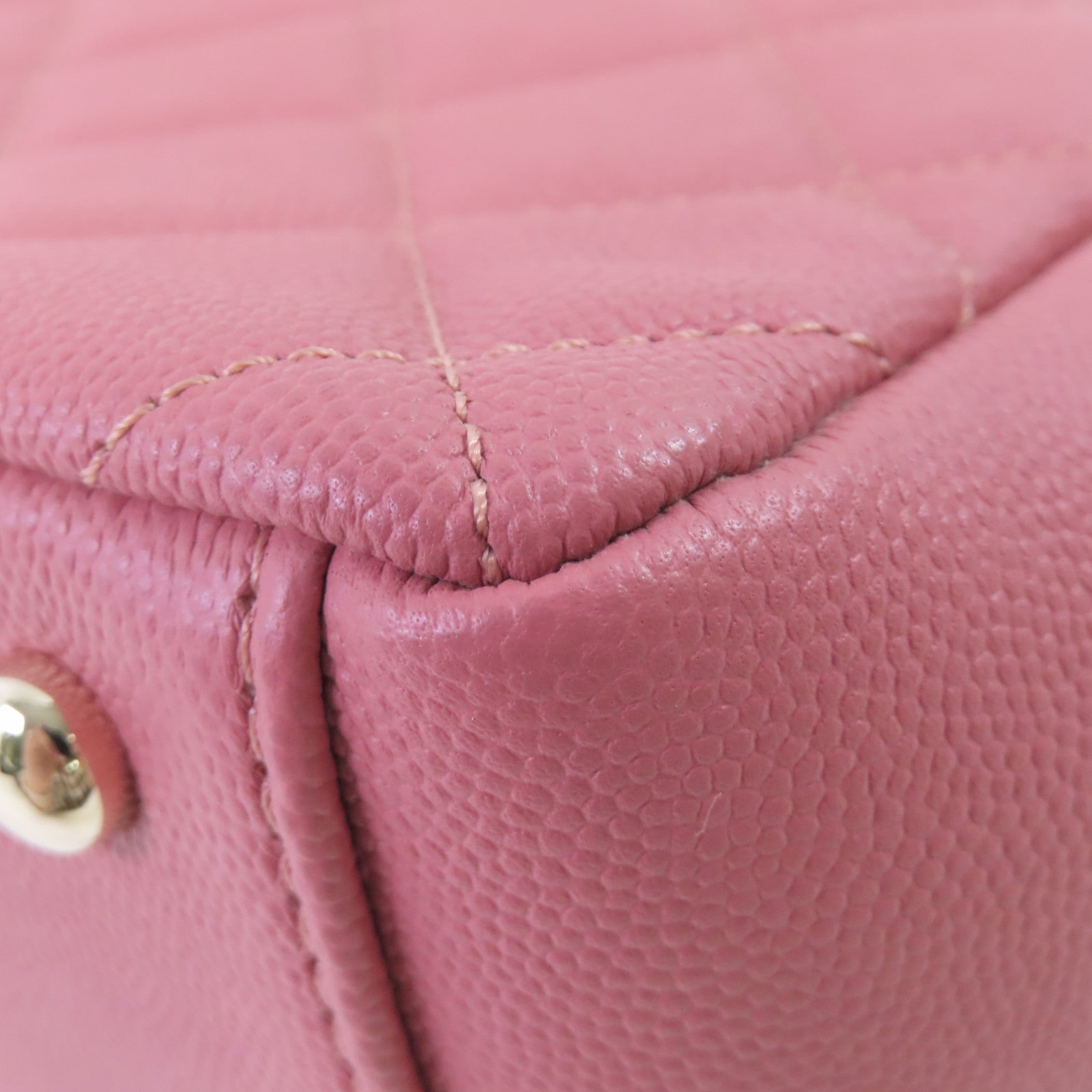 CHANEL 菱格Caviar皮革Affinity 2Way Shoulder Bag金扣鏈帶肩背袋粉紅色