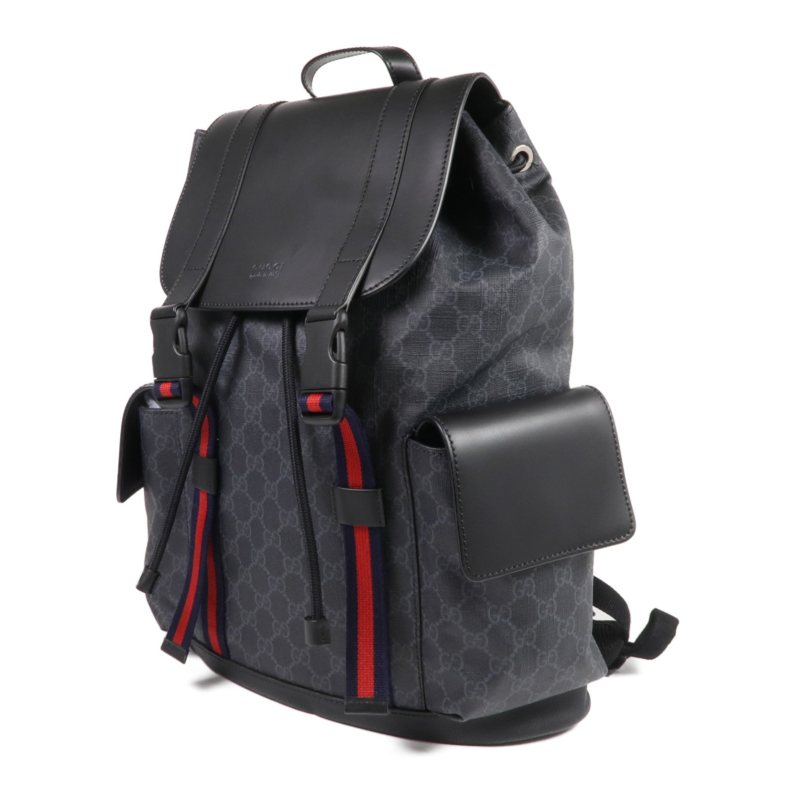 GUCCI 塗層帆布GG Supreme Backpack銀扣背包