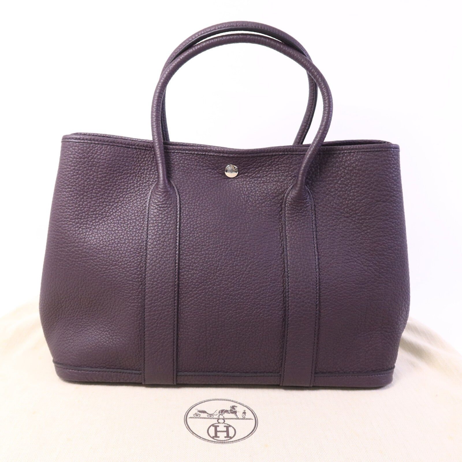 HERMES Negonda皮革Garden Party PM手挽袋Aubergine