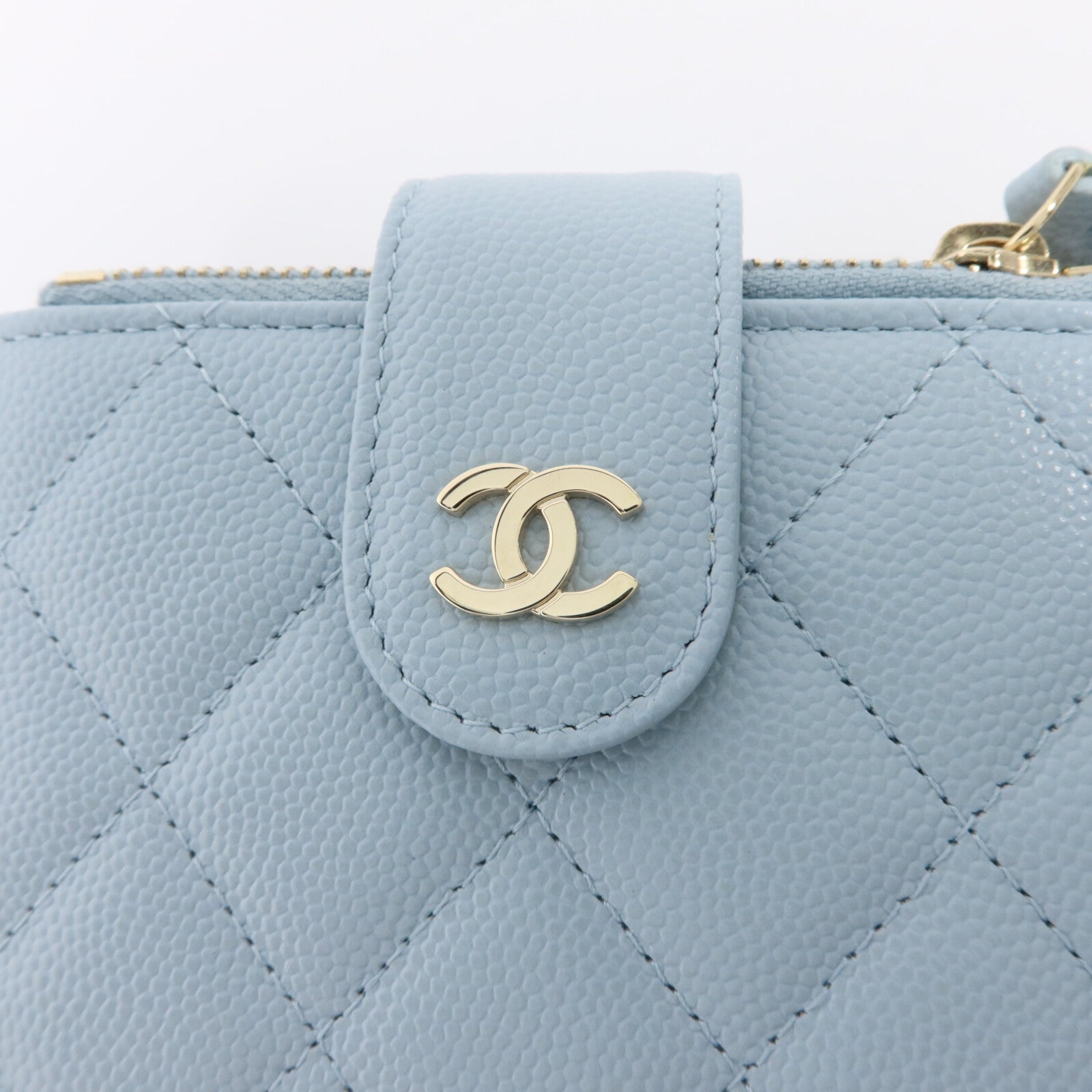 CHANEL 牛皮皮革Classic Small Zipped Wallet金扣錢包