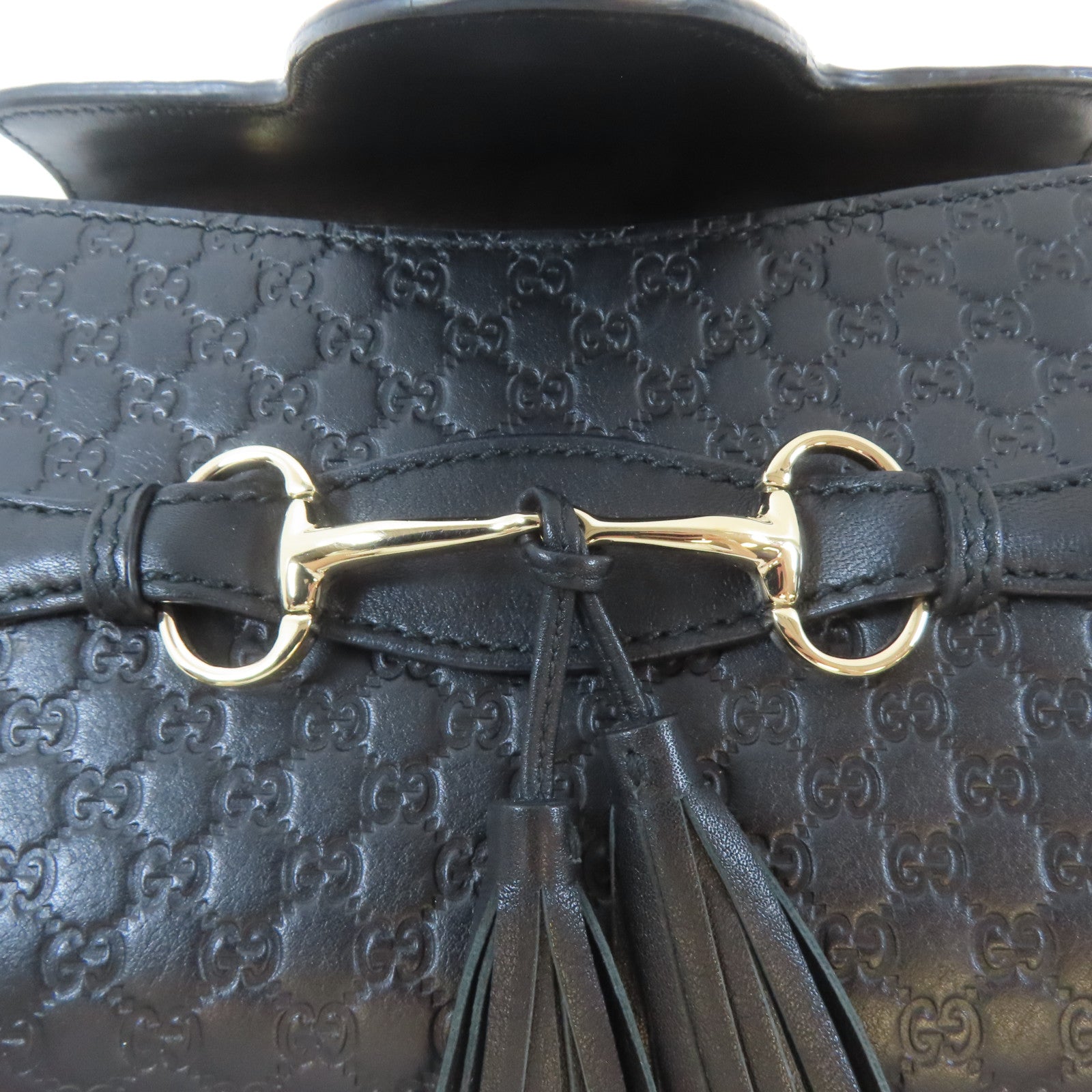 GUCCI 牛皮皮革Guccissima Mini Emily Shoulder金扣鏈帶肩背袋黑色