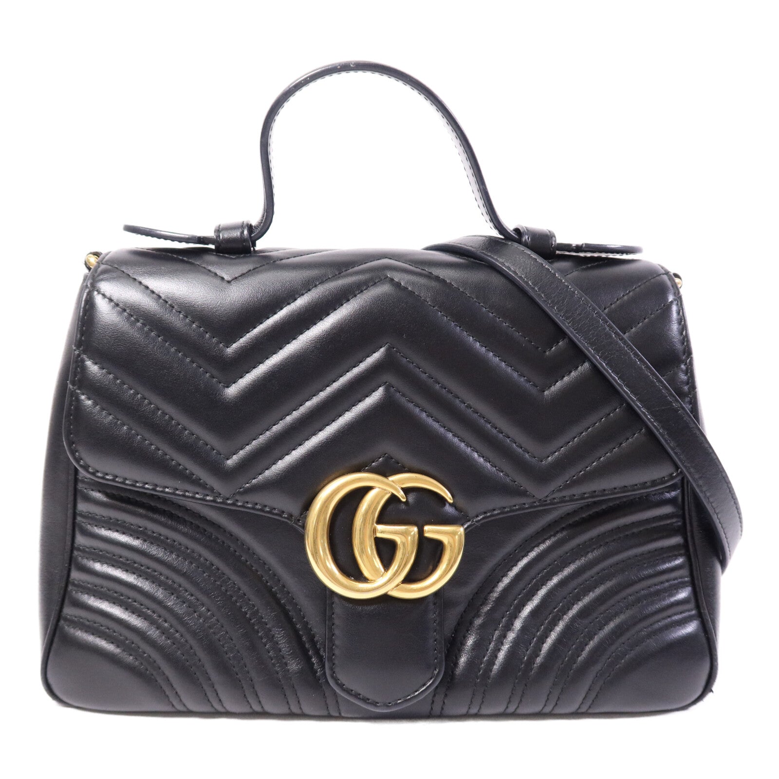 GUCCI 牛皮皮革GG Marmont Small金扣手挽肩背兩用袋