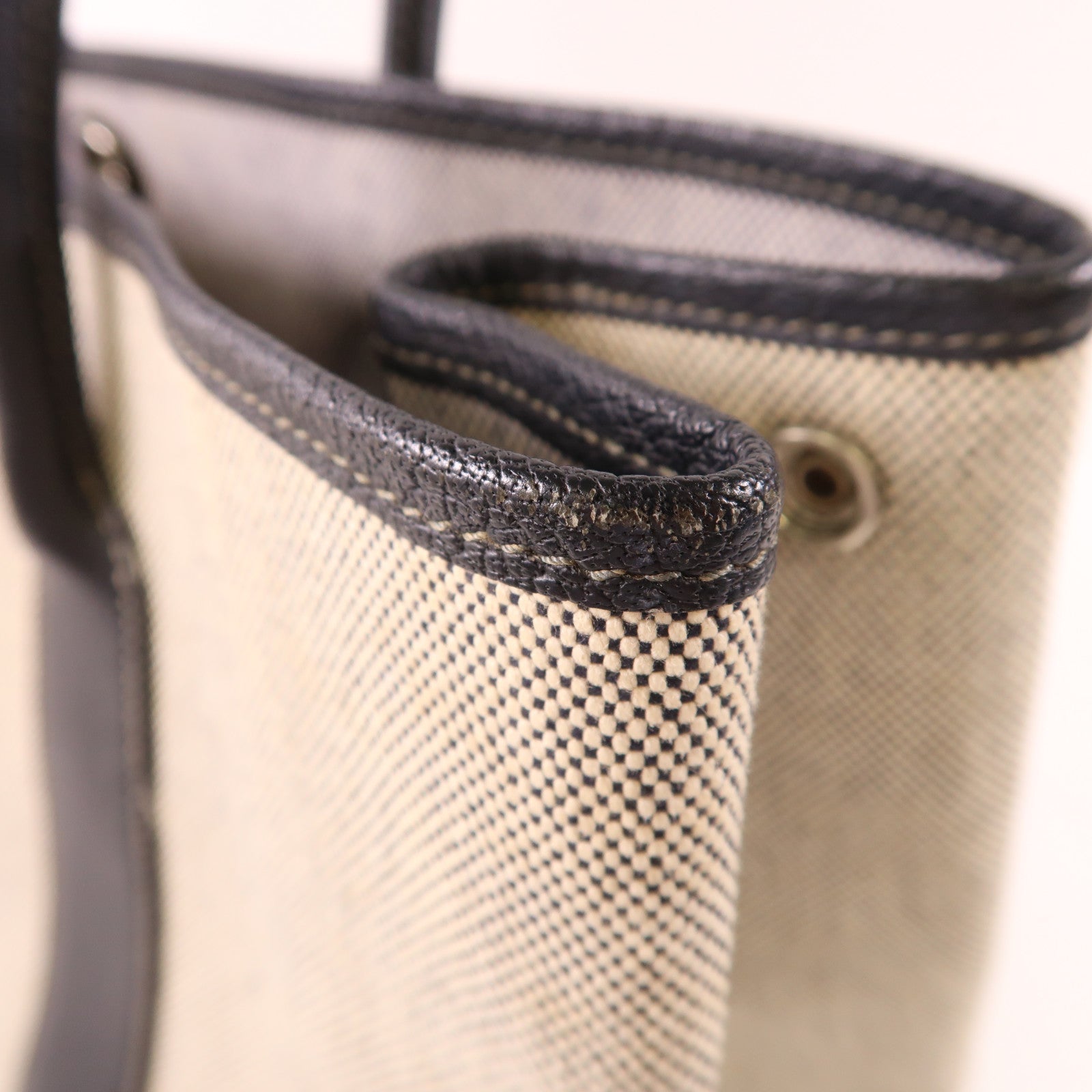 HERMES 帆布GardenParty PM銀扣肩背袋Black/White