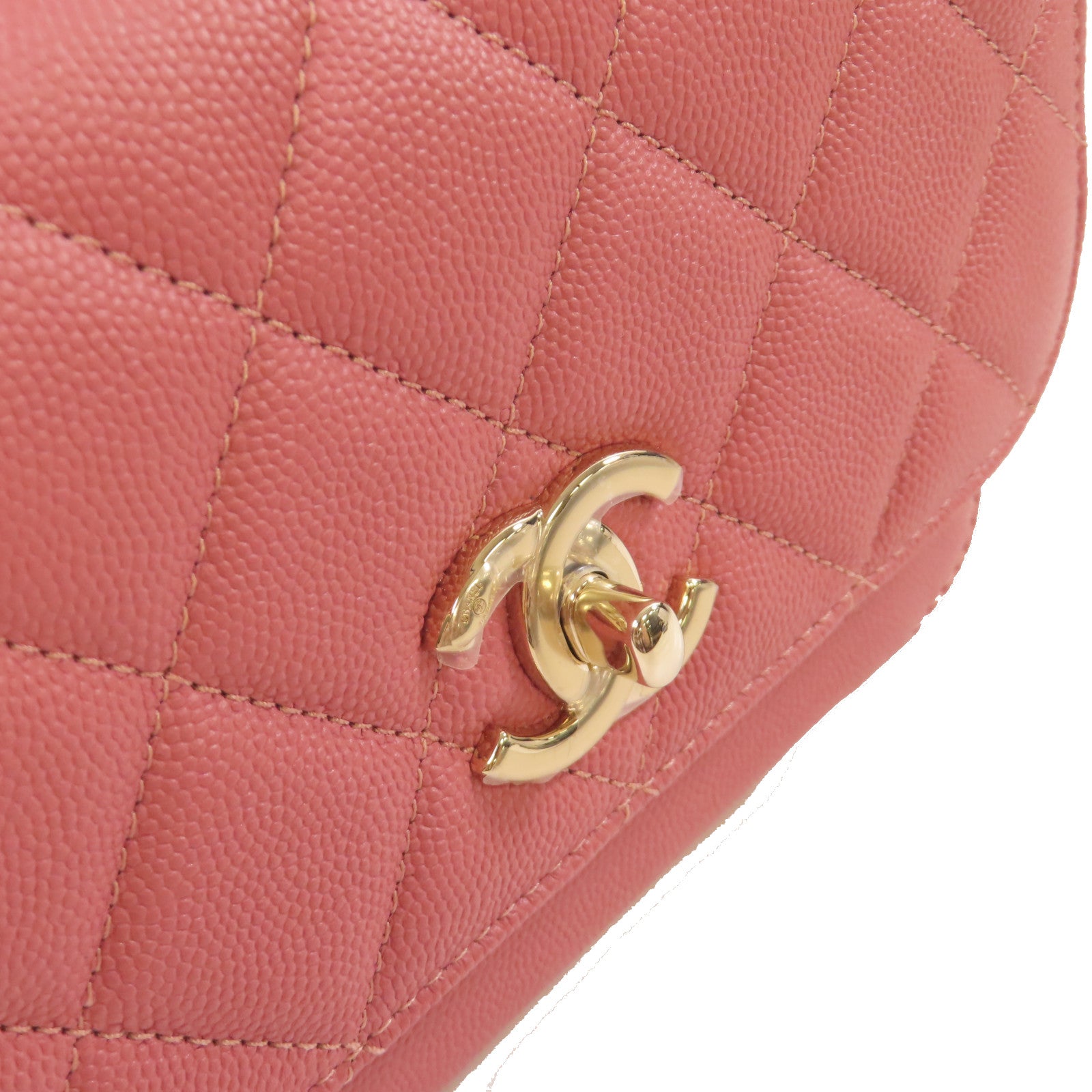 CHANEL 菱格Caviar皮革Affinity 2Way Shoulder Bag金扣鏈帶肩背袋粉紅色