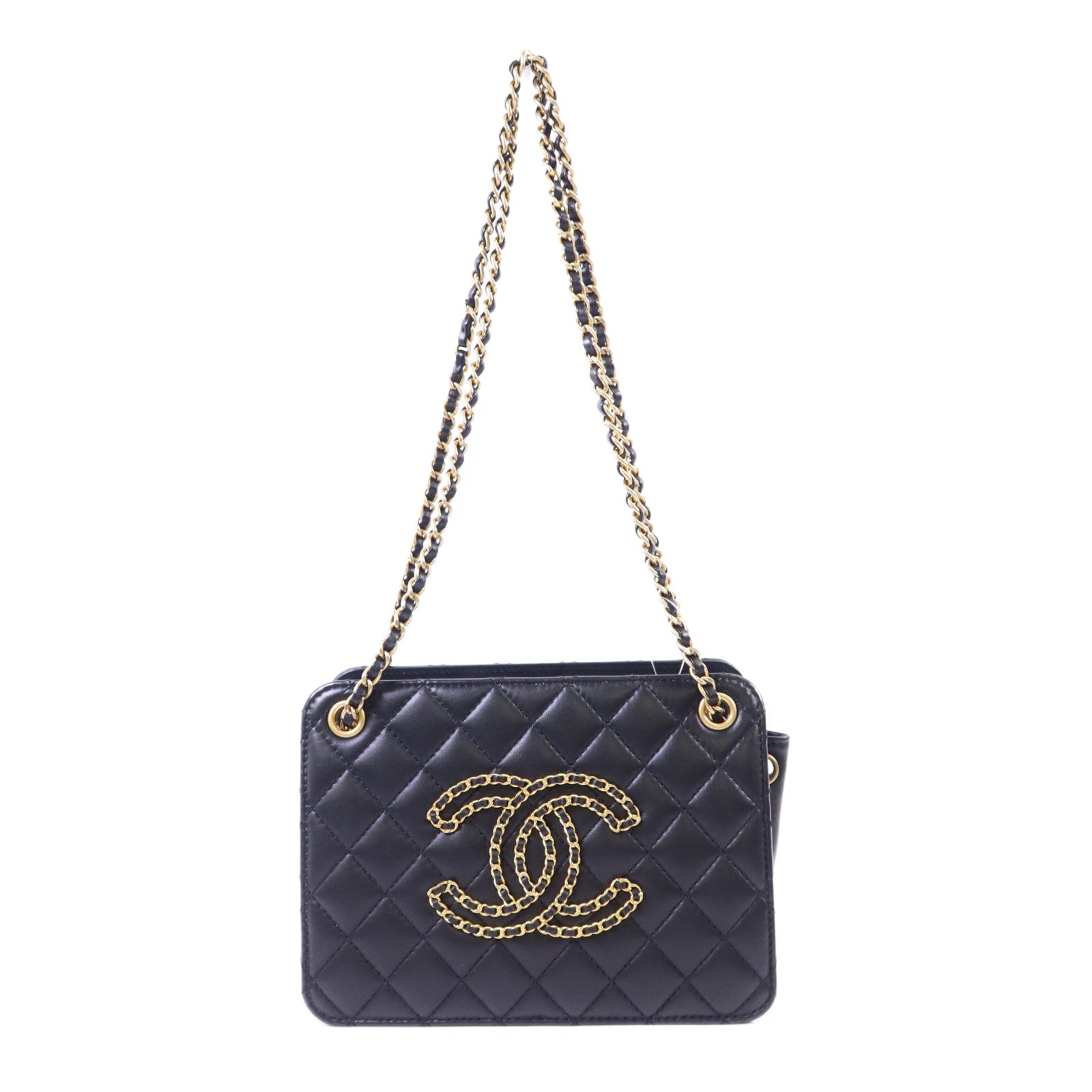 CHANEL 牛皮皮革Chain Shoulder Bag金扣鏈帶肩背袋