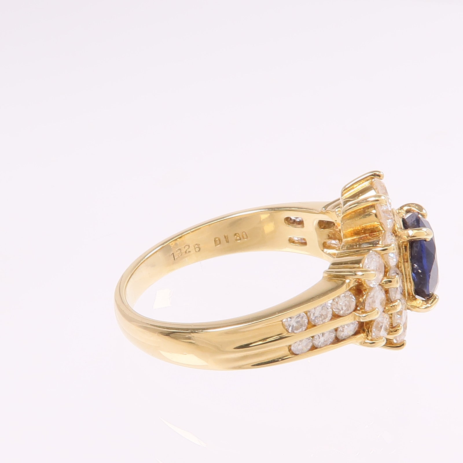 JEWELRY 【激減優惠】18K黃金Sapphire Diamond Ring藍寶石/鑽石戒指US#6