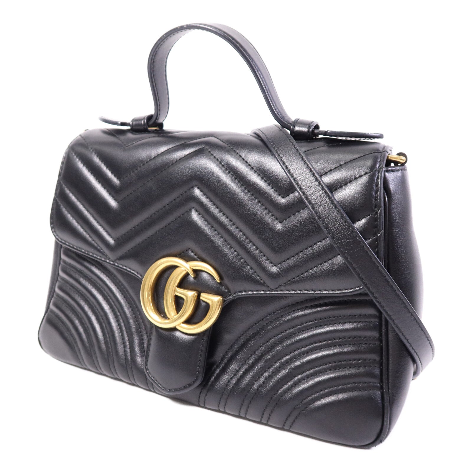 GUCCI 牛皮皮革GG Marmont Small金扣手挽肩背兩用袋
