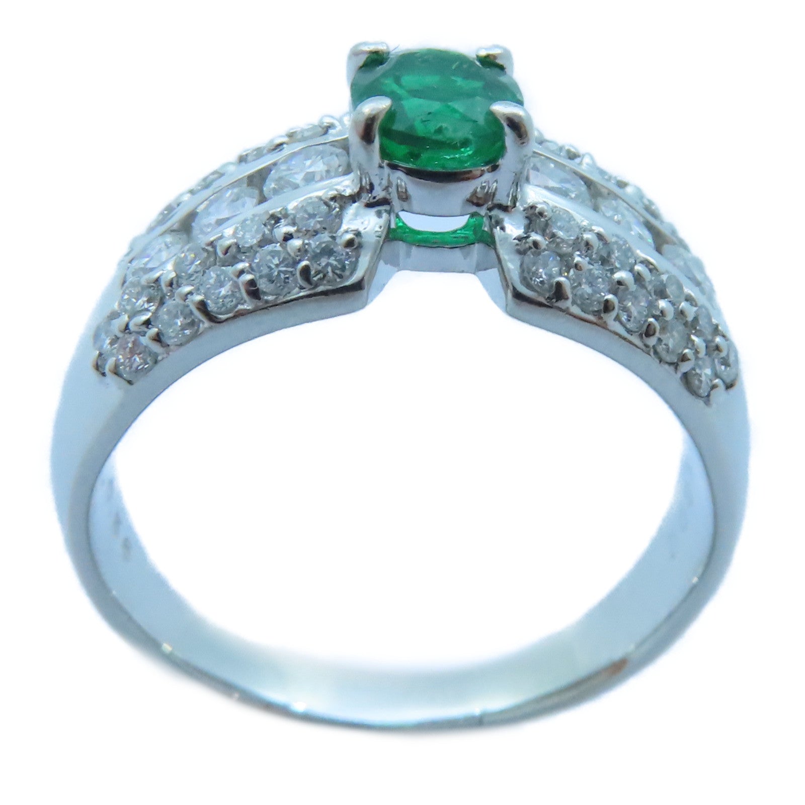 JEWELRY 【激減優惠】PT900白金Emerald/Diamond Ring 0.56ct綠寶石/0.85ct鑽石戒指US#8.25