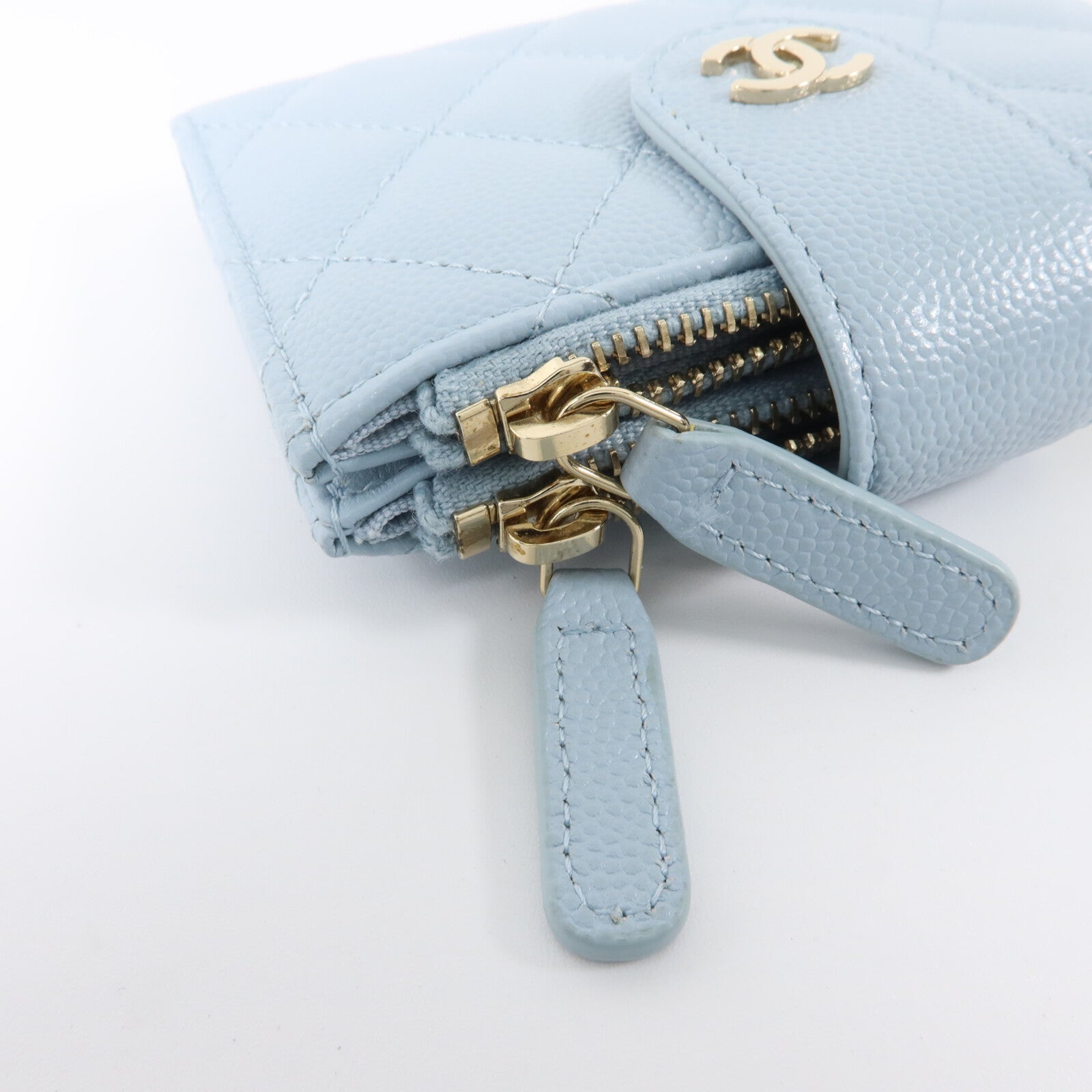 CHANEL 牛皮皮革Classic Small Zipped Wallet金扣錢包
