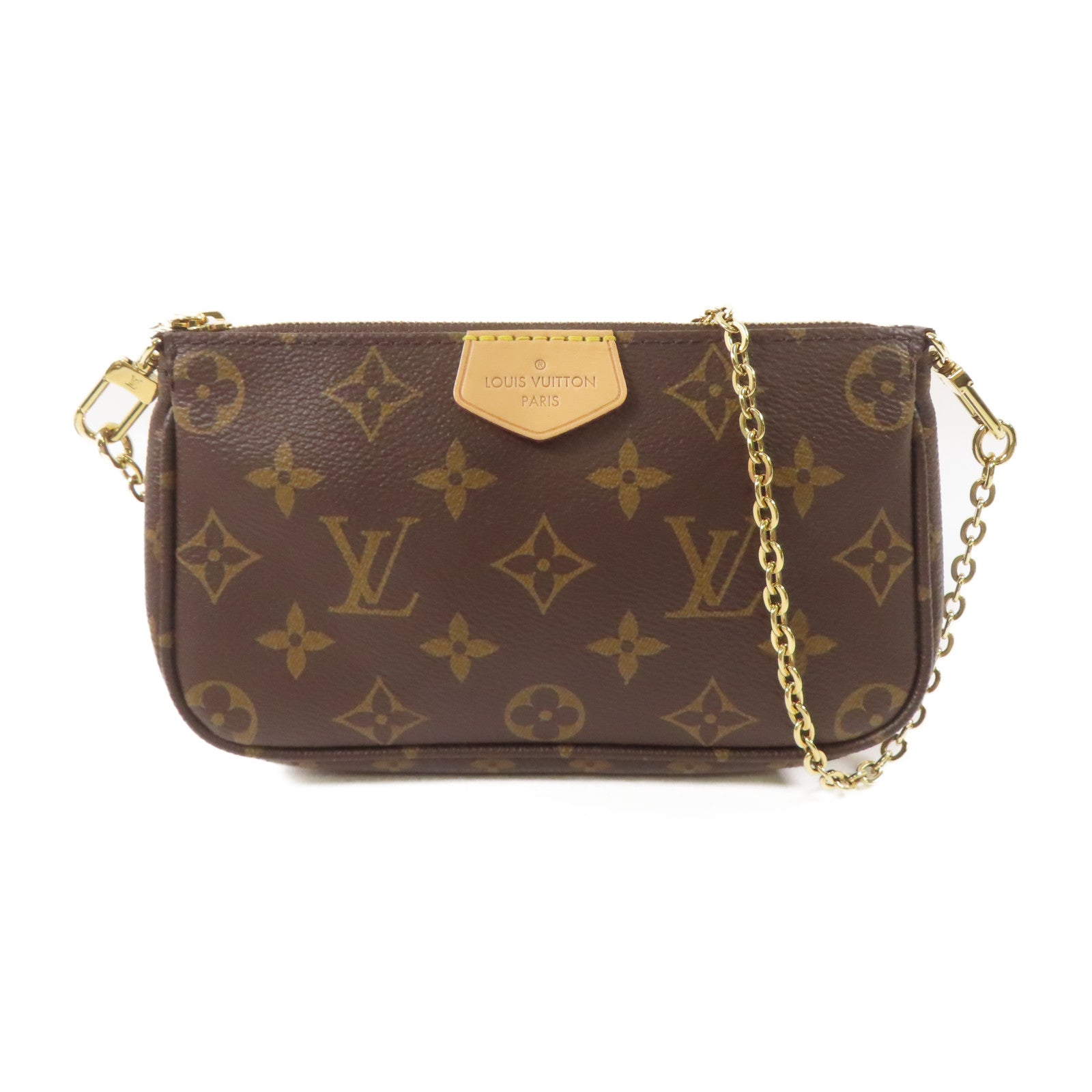 LOUIS VUITTON Monogram Multi Pochette Accessoires金扣手挽肩背兩用袋啡色